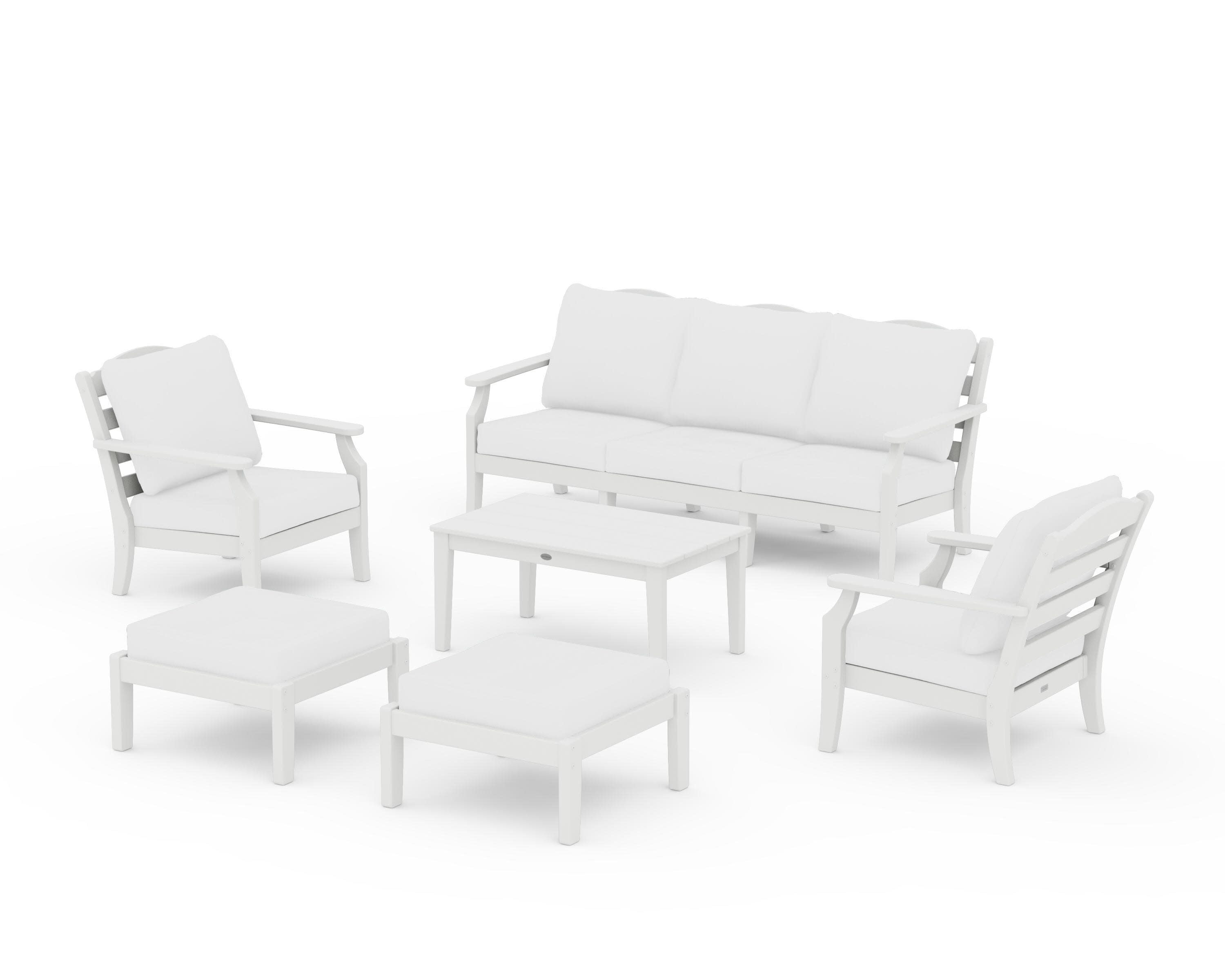Savannah 6-Piece Lounge Sofa Set in Vintage White / Natural