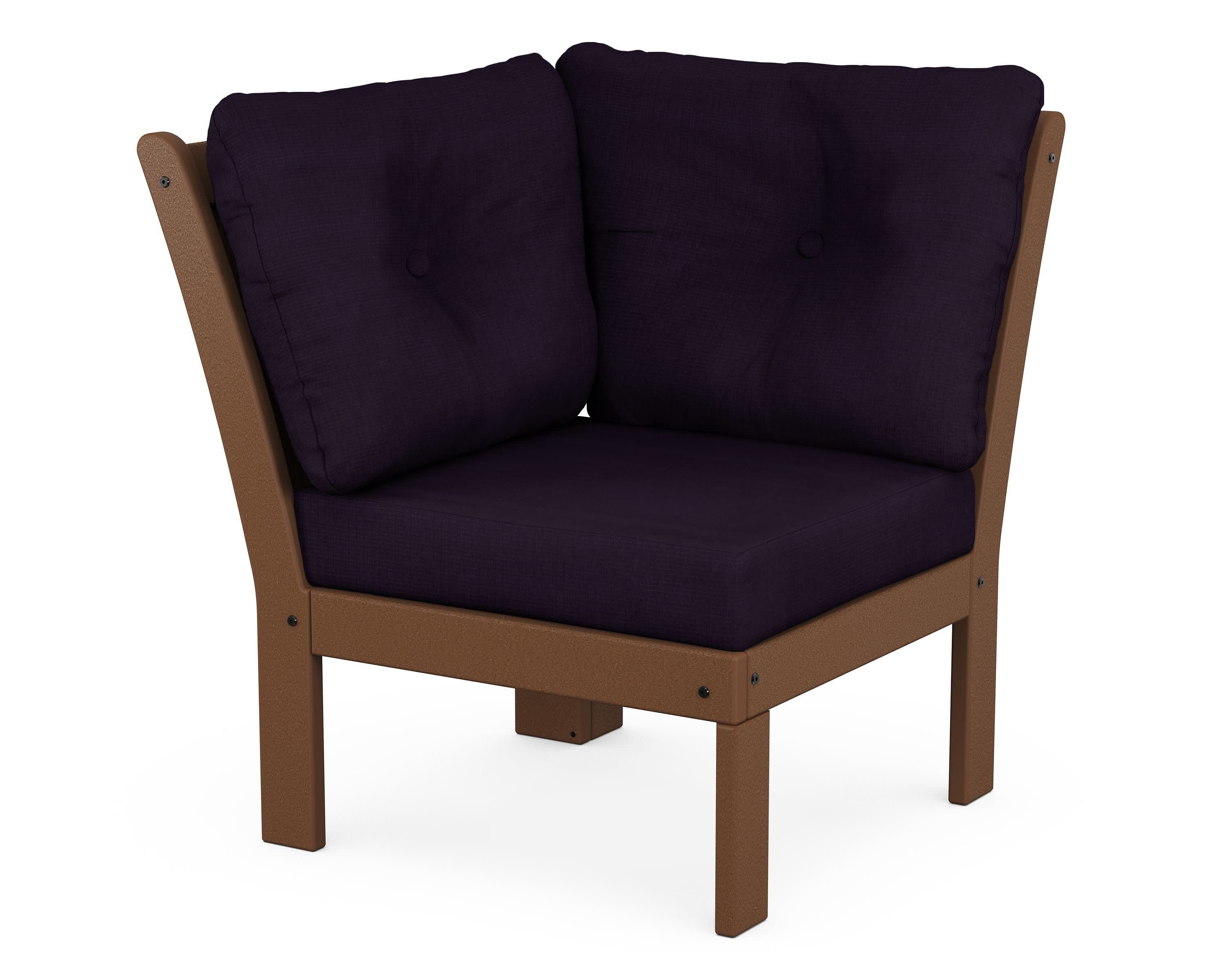 Vineyard Modular Corner Chair in Teak / Navy Linen