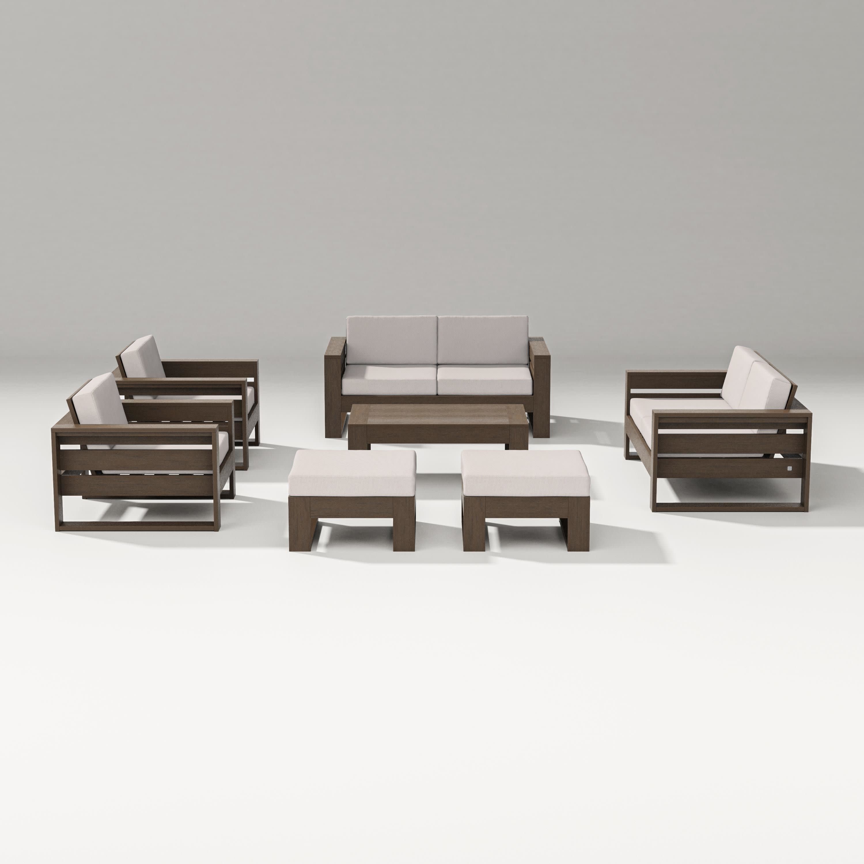 Latitude 7-Piece Lounge Loveseat Set in Kona / Dune Burlap