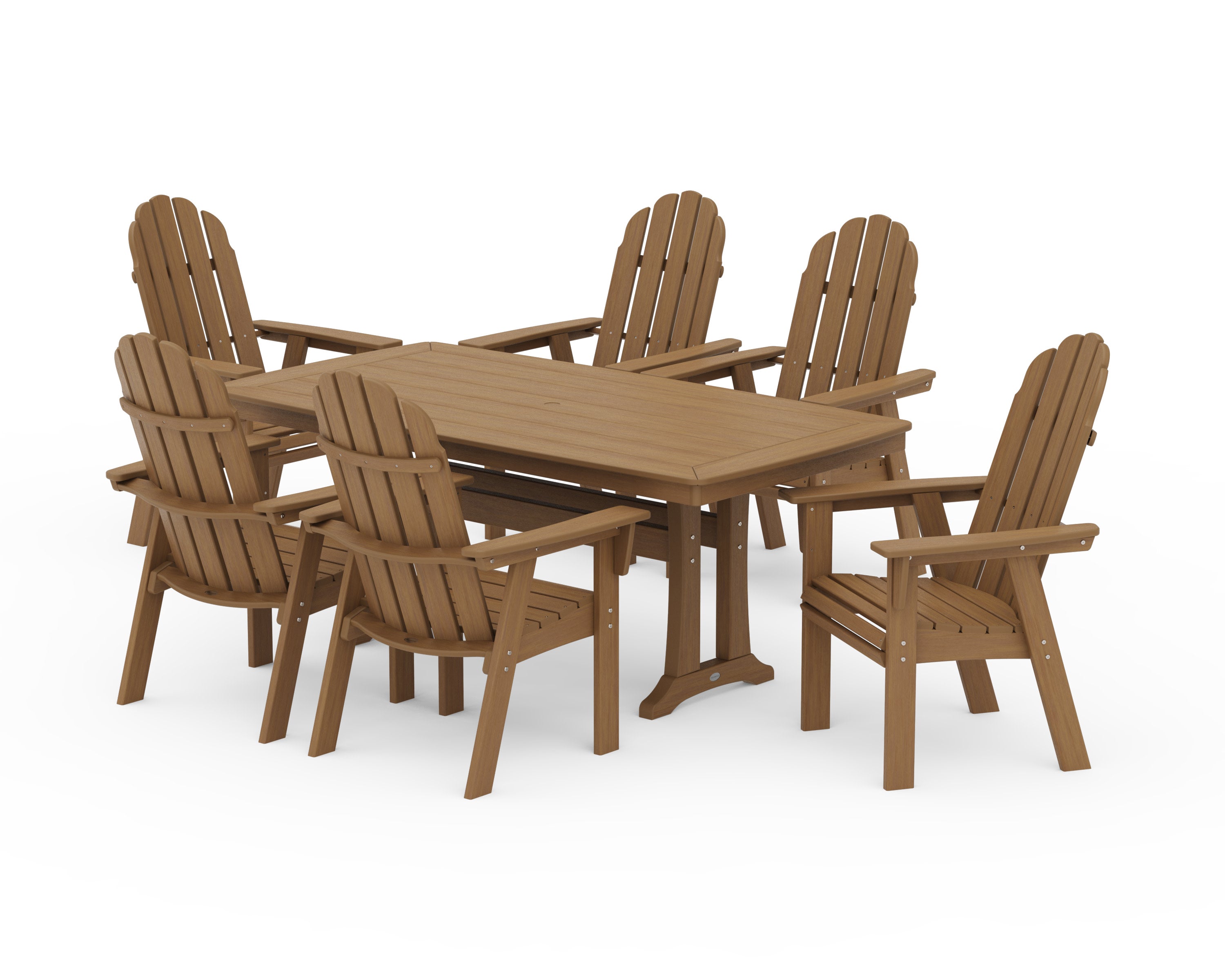 Vineyard Curveback Adirondack 7-Piece Dining Set with Trestle Legs in Natural