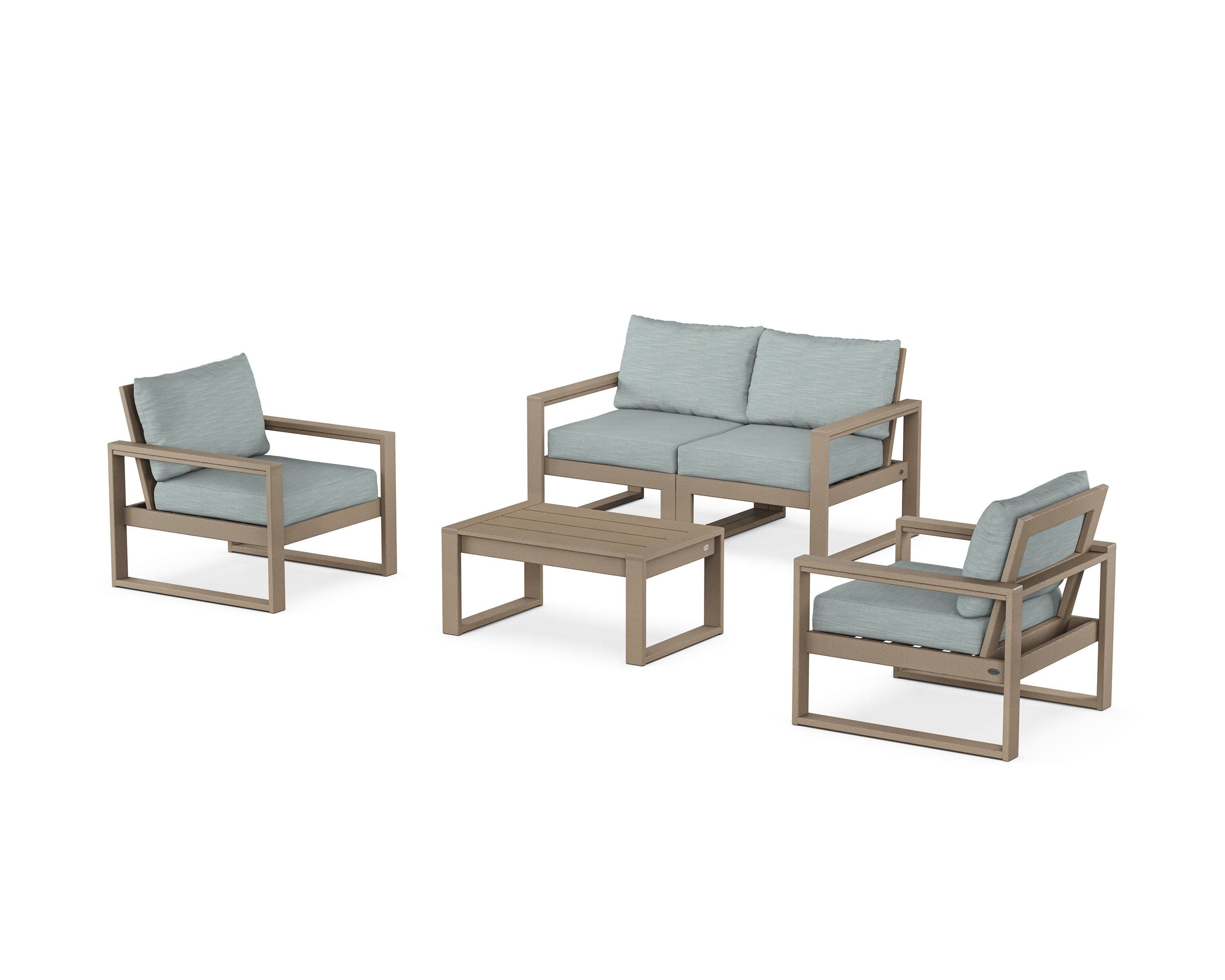 EDGE Sectional 4-Piece Deep Seating Set with Loveseat in Vintage Sahara / Soothe Mist