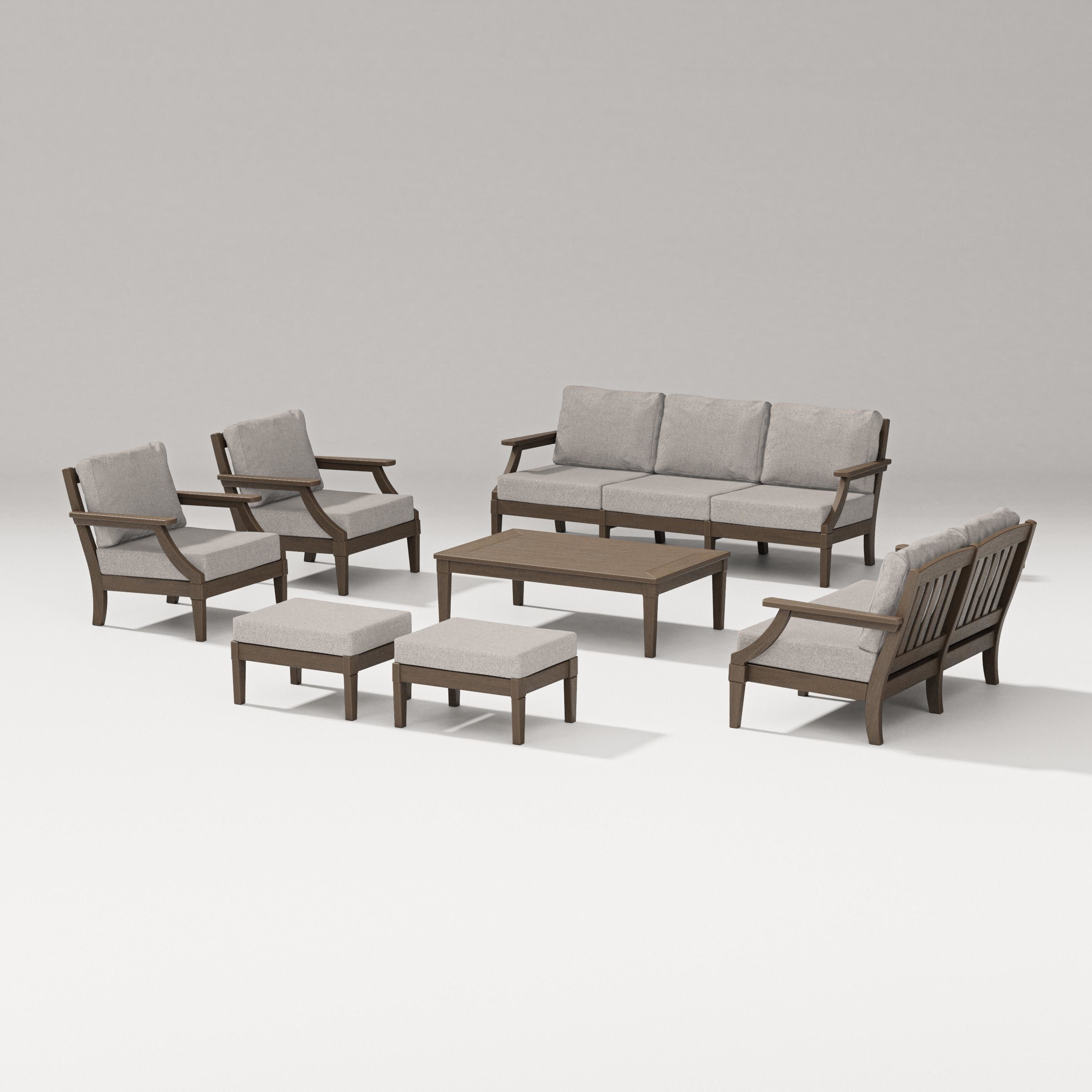 Estate 7-Piece Lounge Sofa Set in Kona / Weathered Tweed