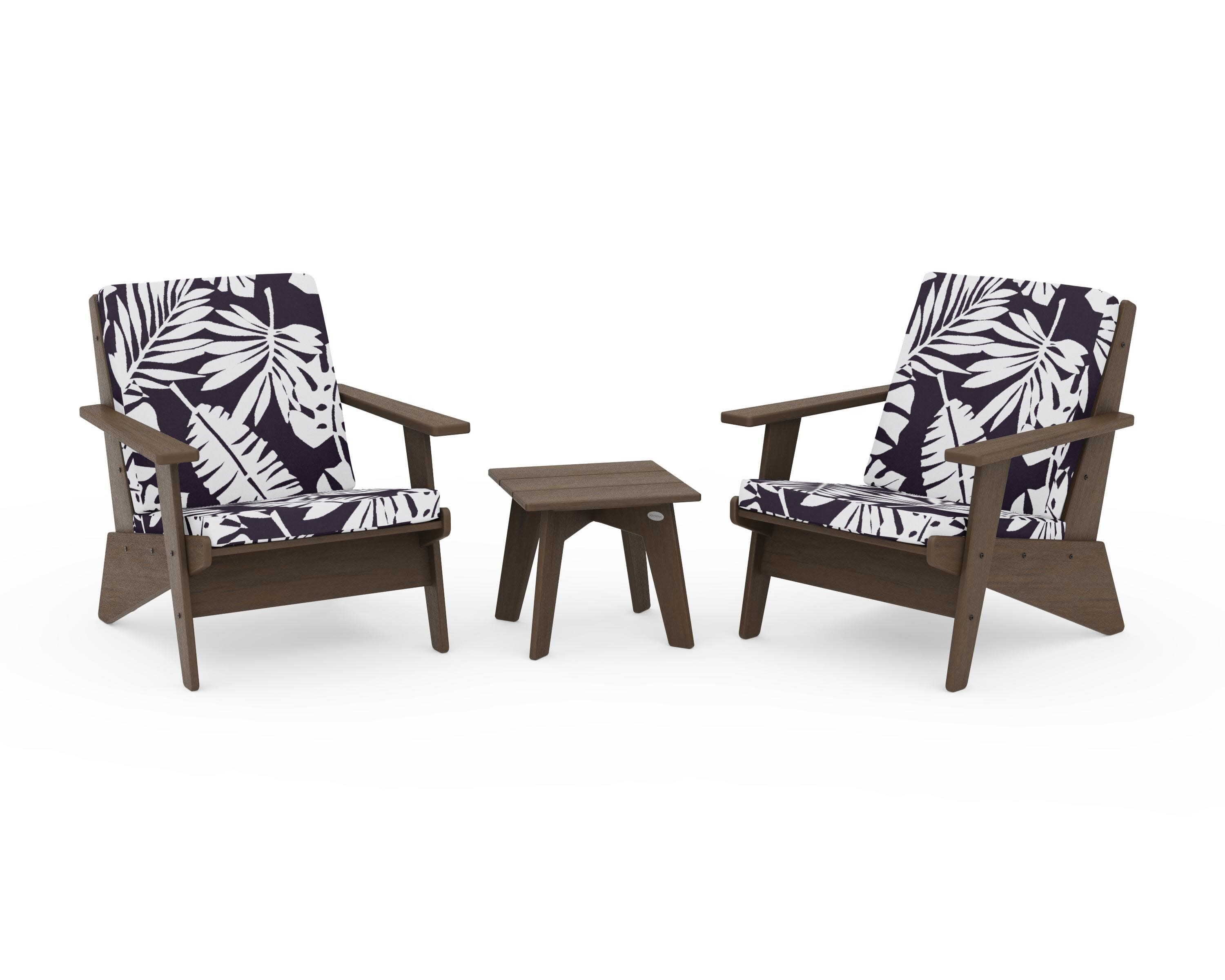 Riviera Modern Lounge 3-Piece Set in Kona / Leaf Navy