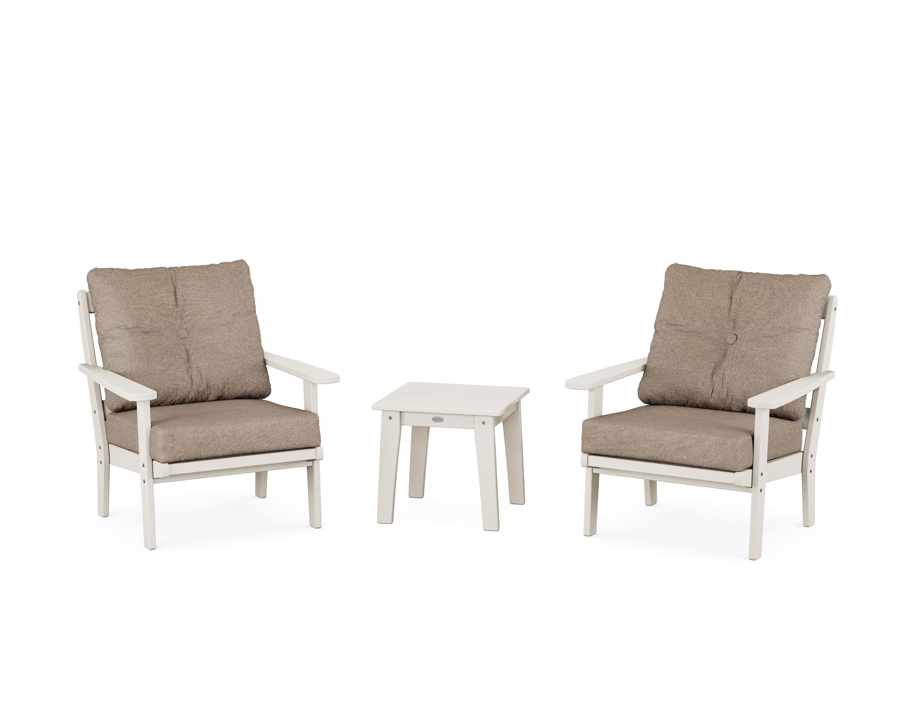 Mission 3-Piece Deep Seating Set in Sand / Spiced Burlap