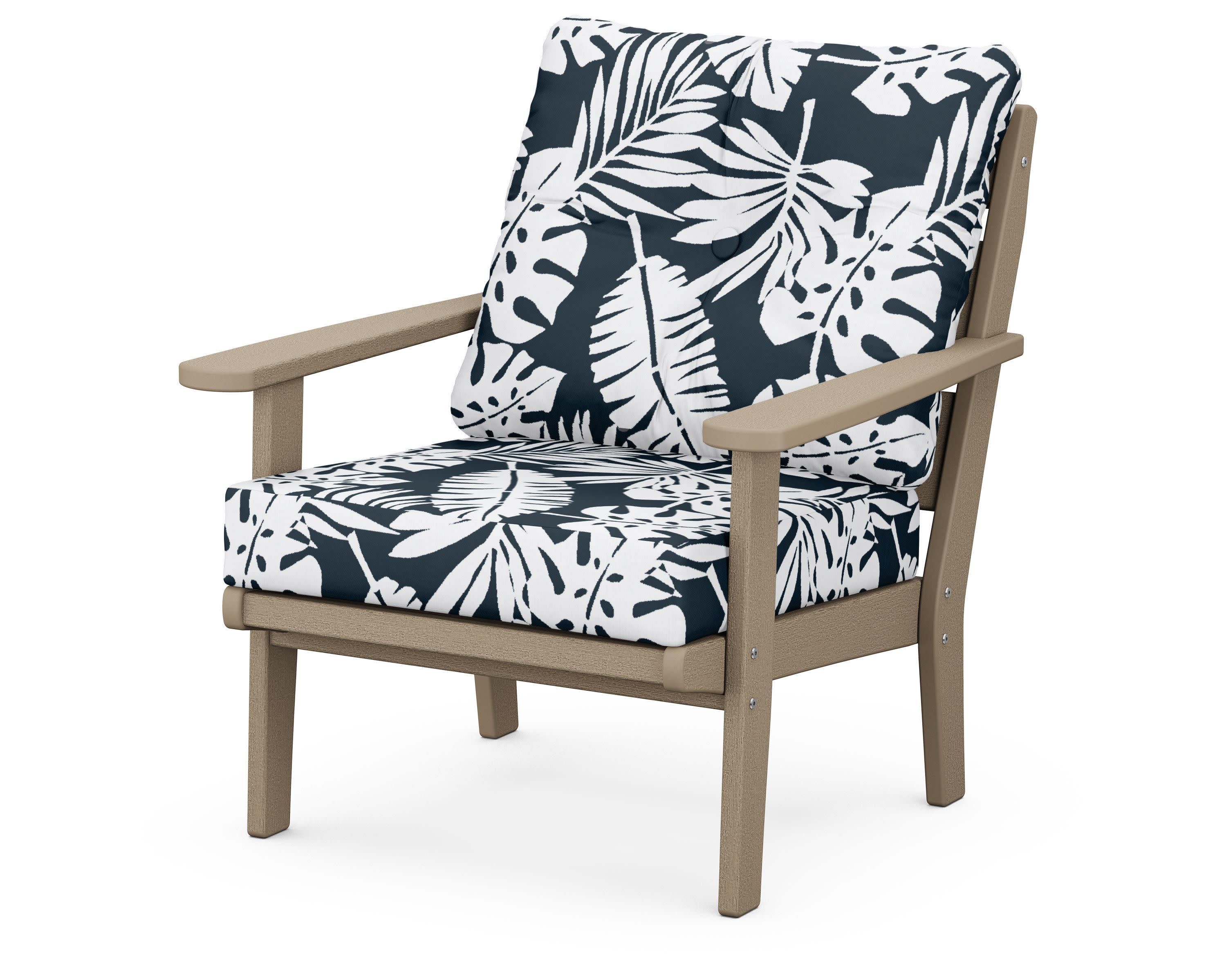 Lakeside Deep Seating Chair in Vintage Sahara / Leaf Marine Indigo