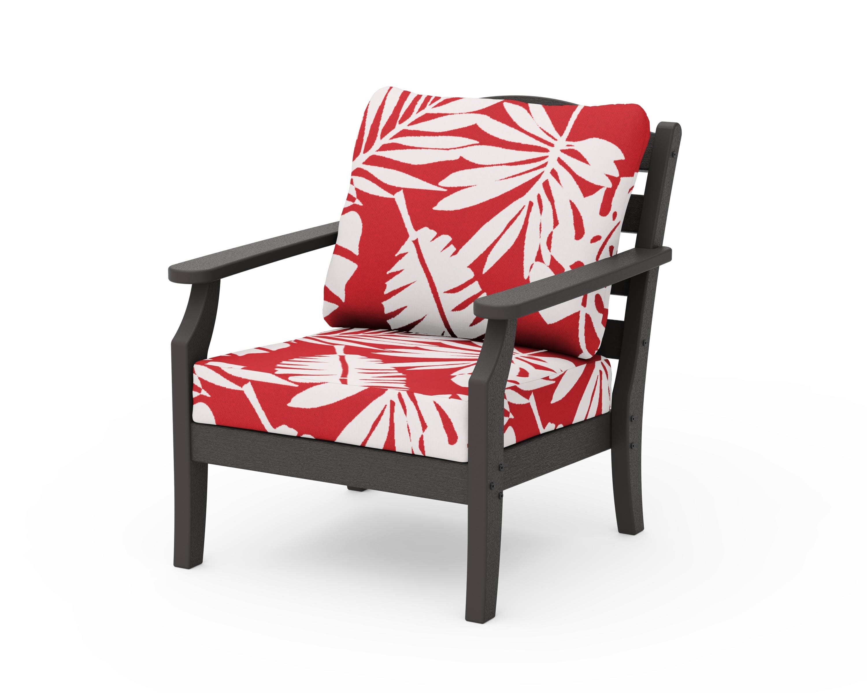 Savannah Deep Seating Chair in Vintage Coffee / Leaf Crimson