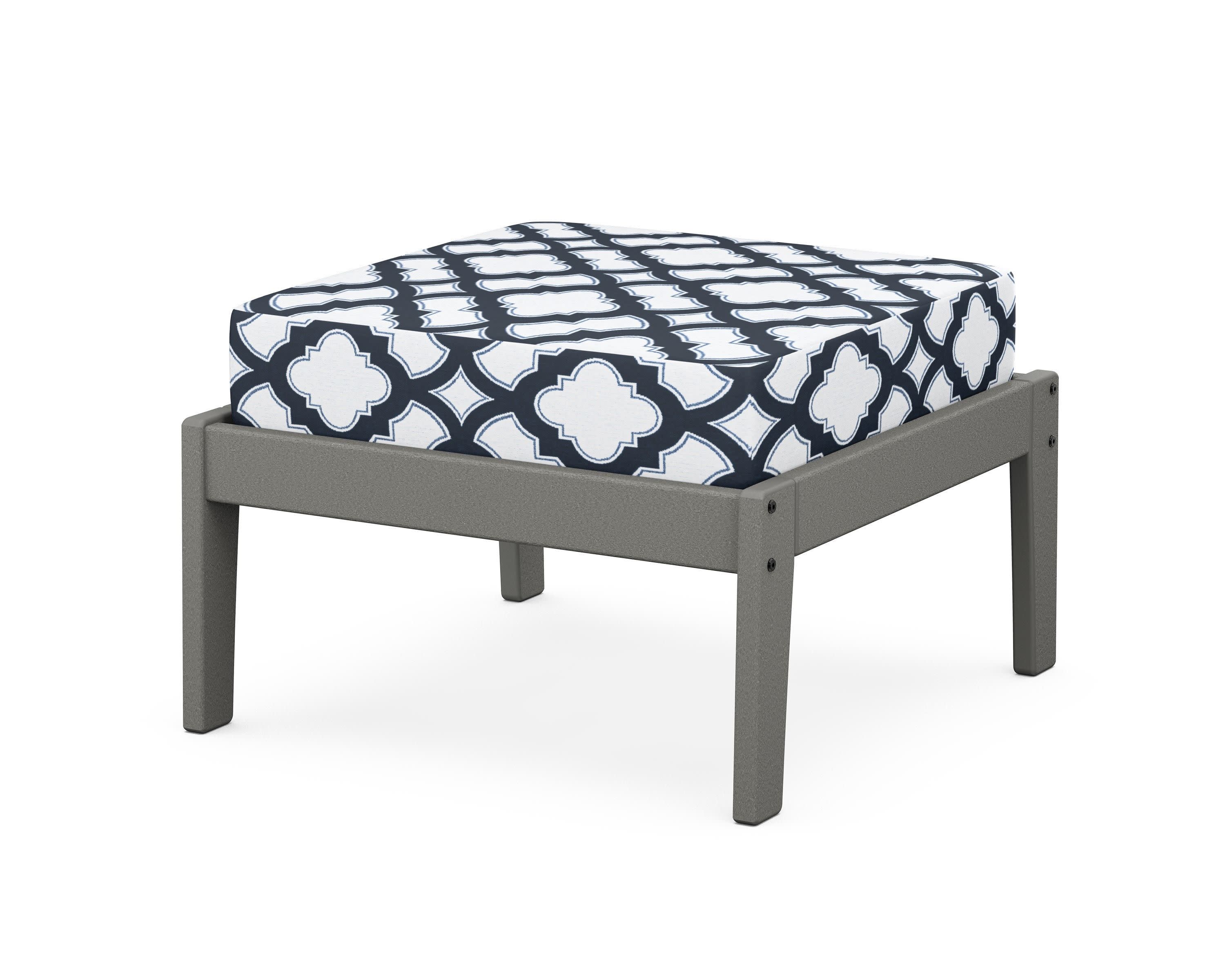 Deep Seating Ottoman in Slate Grey / Trellis Marine Indigo