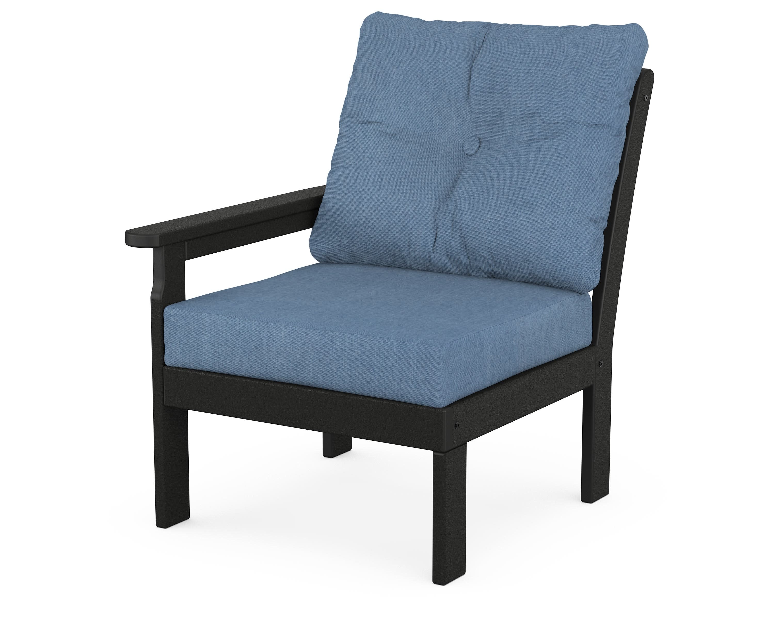 Vineyard Modular Left Arm Chair in Black / Sky Blue