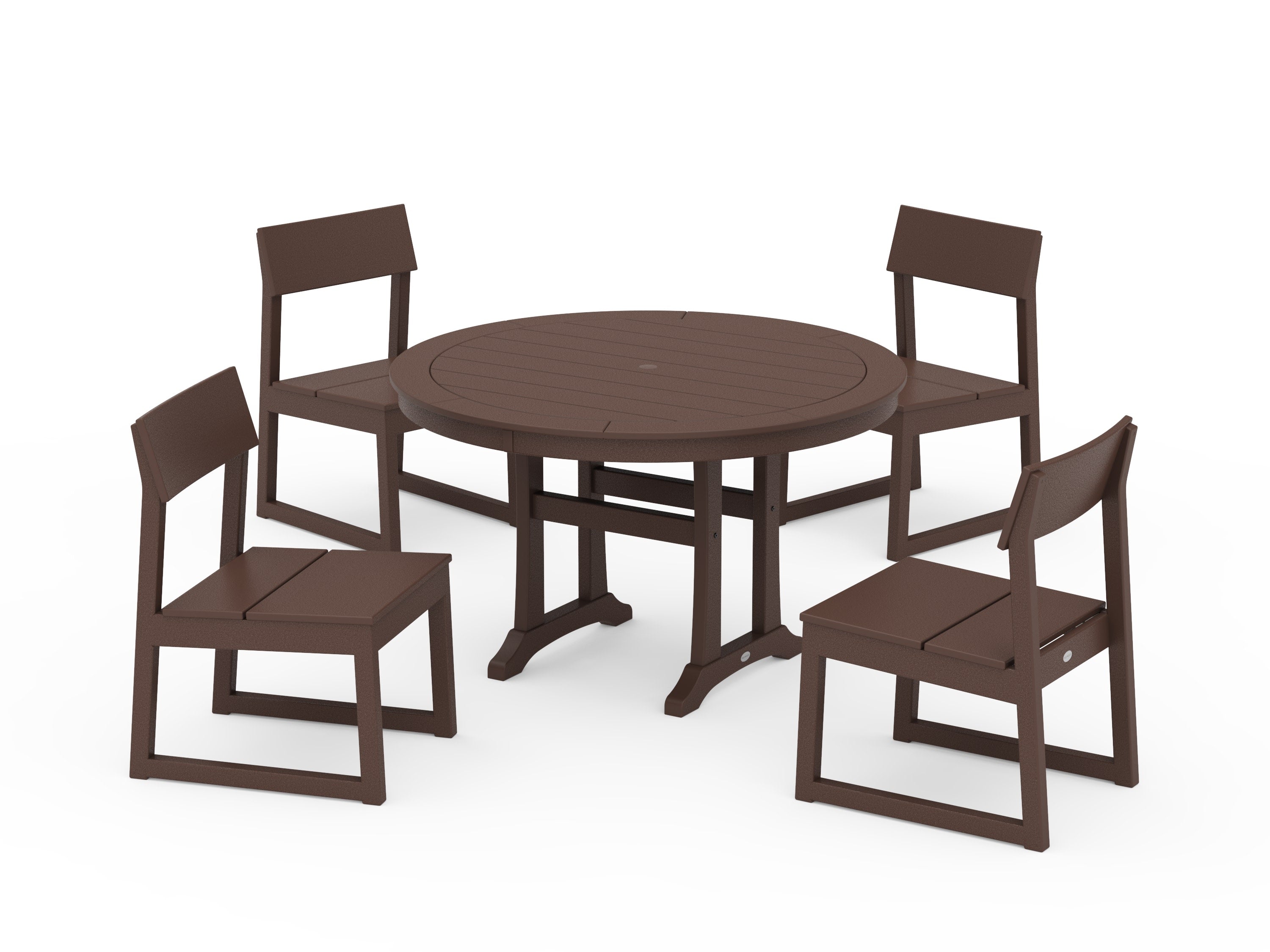EDGE Side Chair 5-Piece Round Dining Set With Trestle Legs in Mahogany