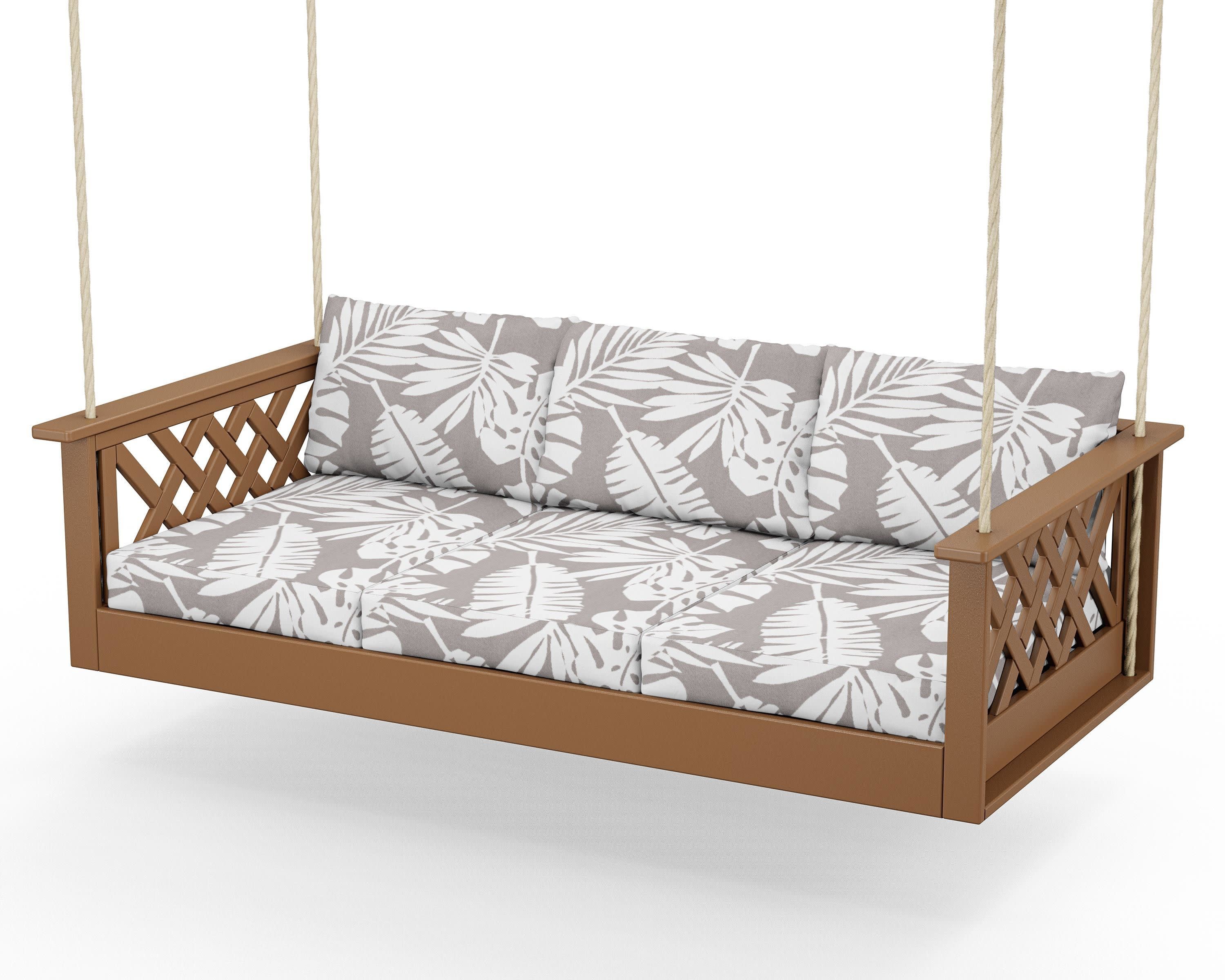 Wovendale Daybed Swing in Teak / Leaf Grey Mist