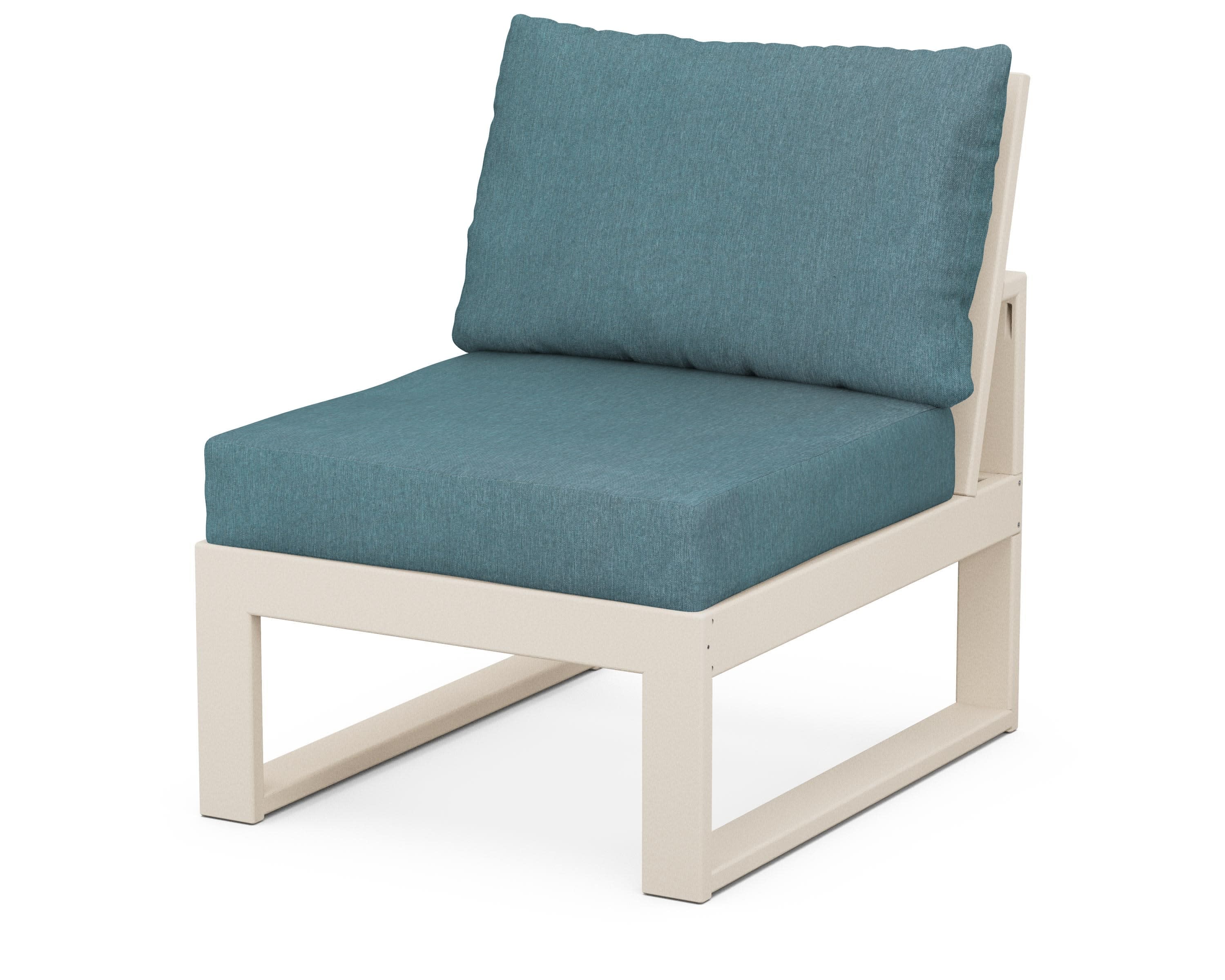 Modular Armless Chair in Sand / Ocean Teal