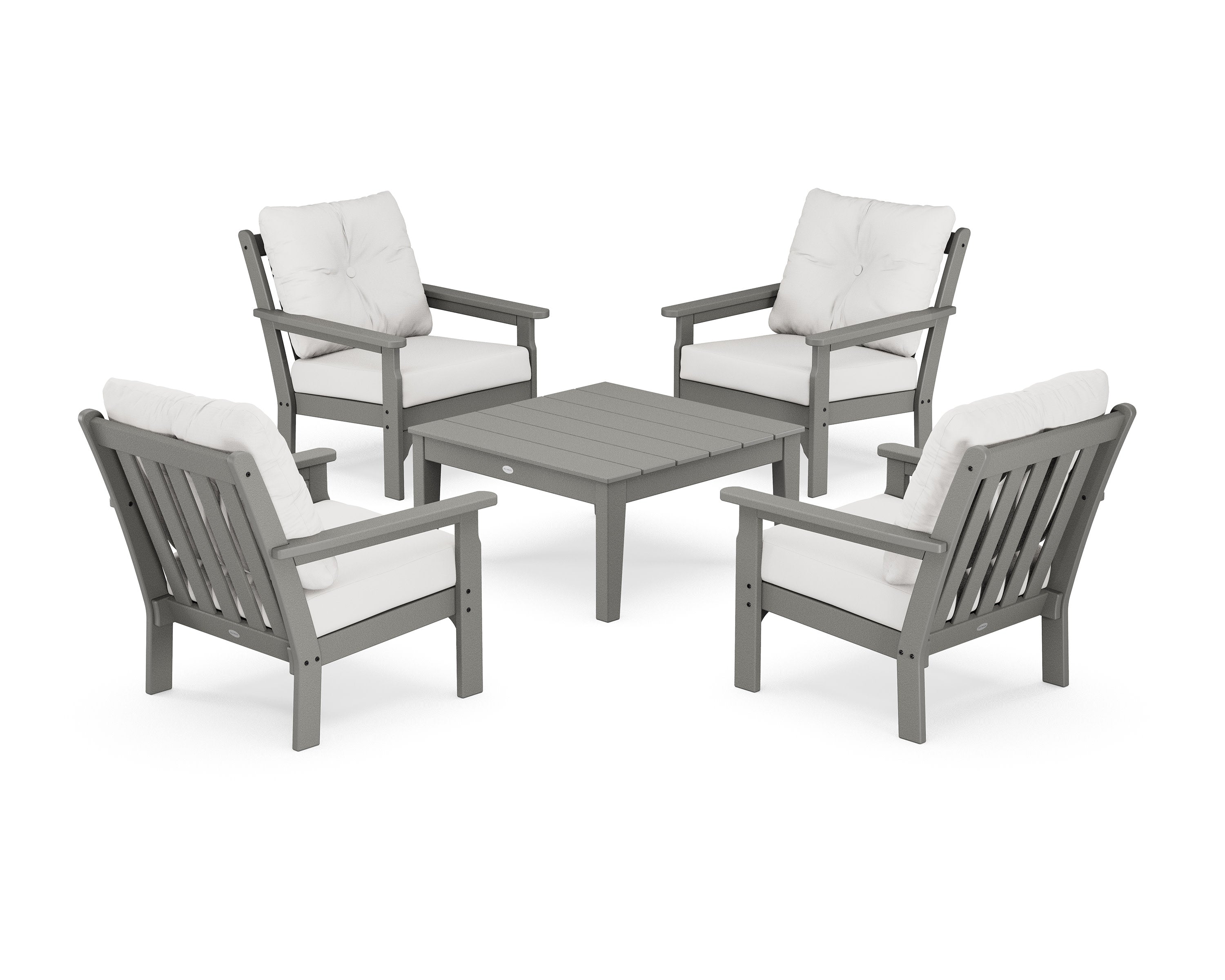 Vineyard 5-Piece Deep Seating Conversation Set in Slate Grey / Natural Linen