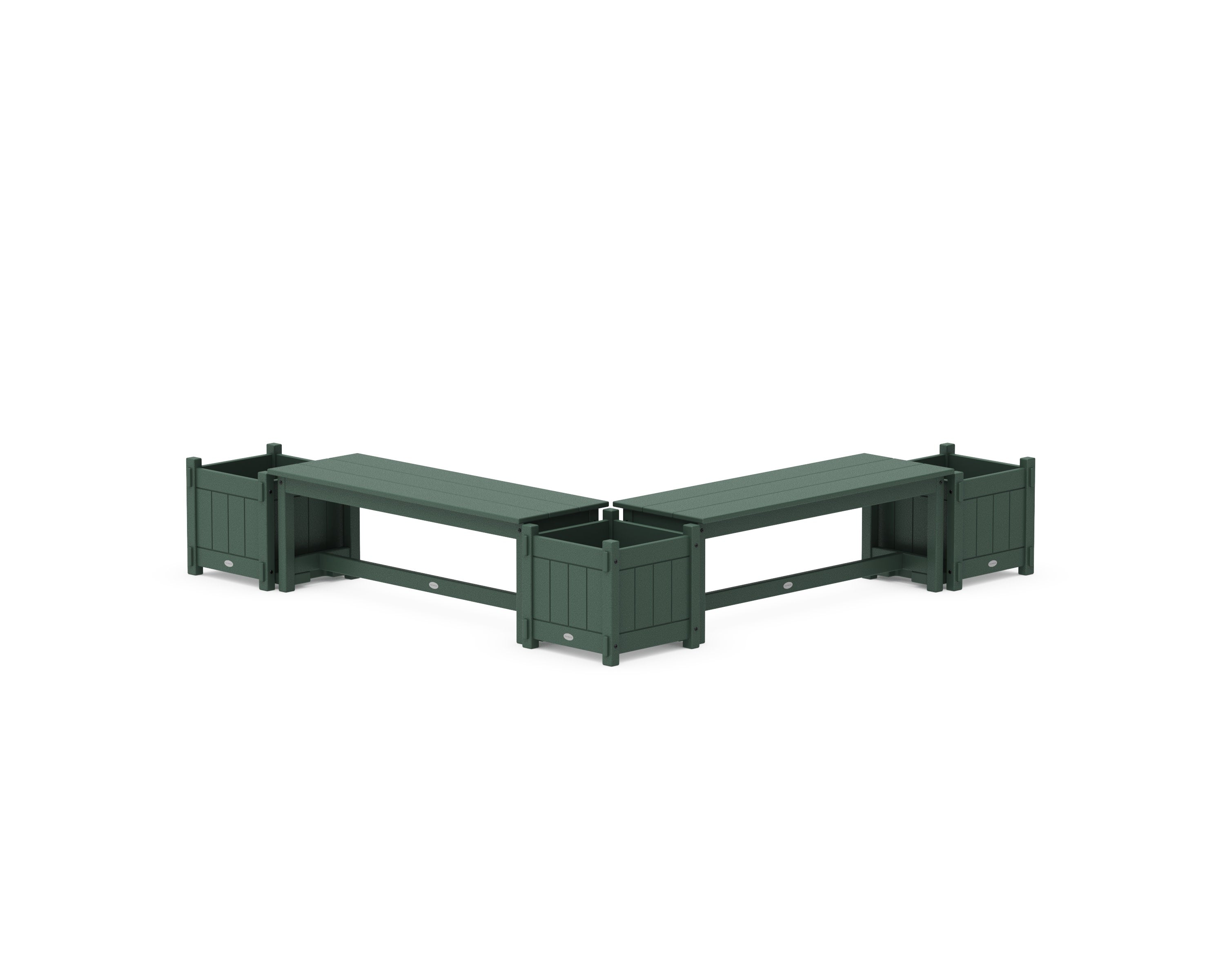 48" Vineyard L- Shaped Planter Bench Corner Set in Green