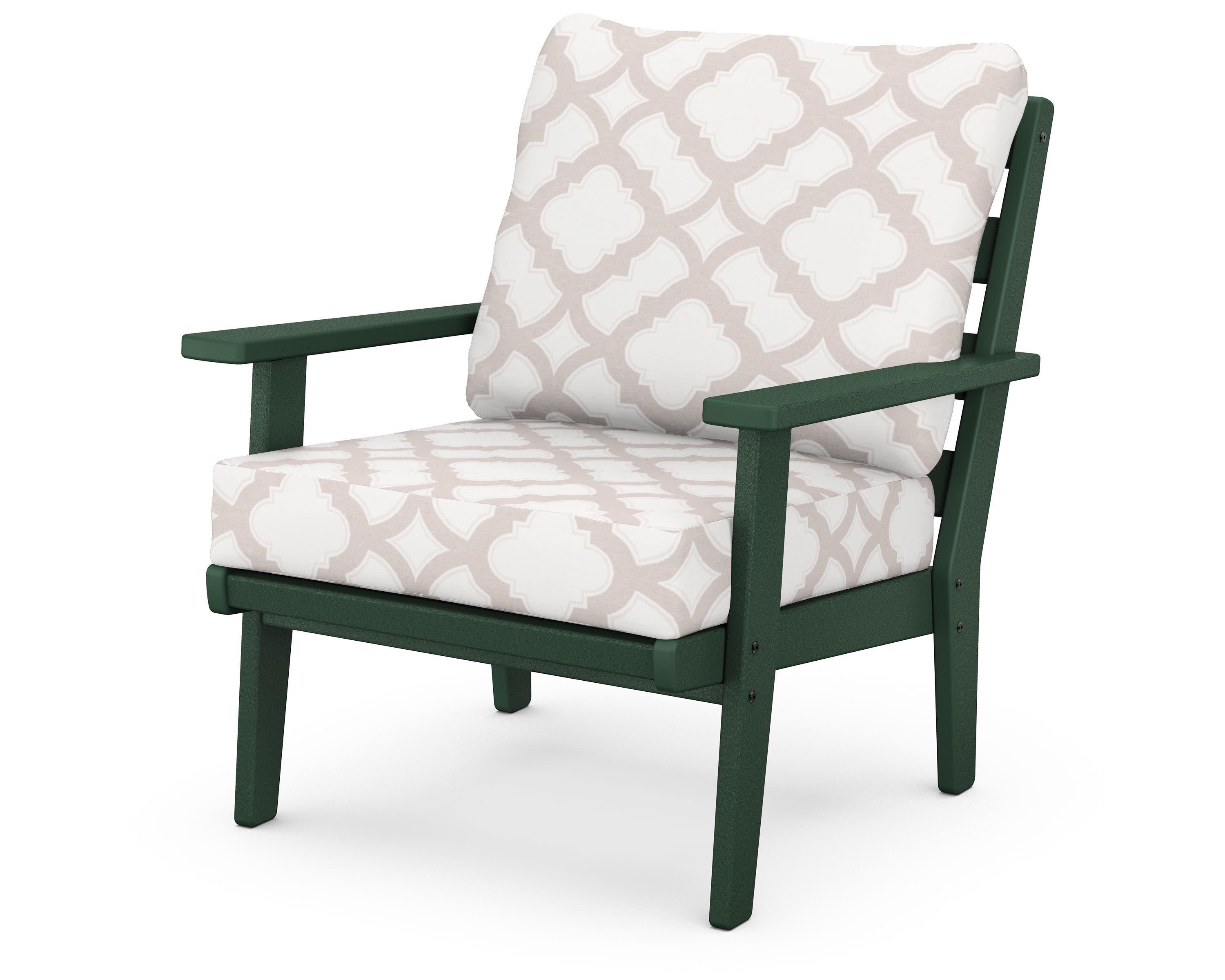 Grant Park Deep Seating Chair in Green / Trellis Dune Burlap