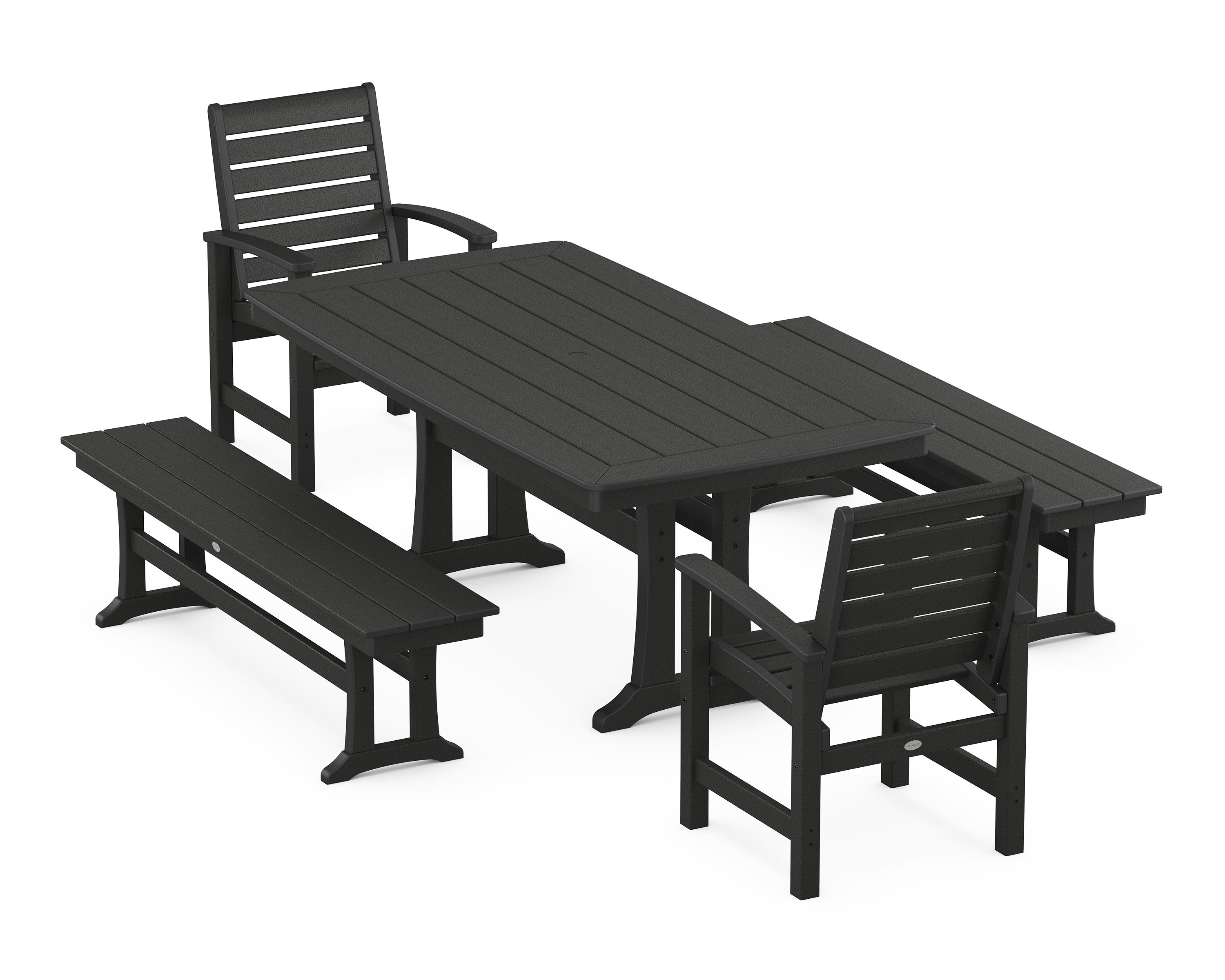 Signature 5-Piece Dining Set with Trestle Legs in Black