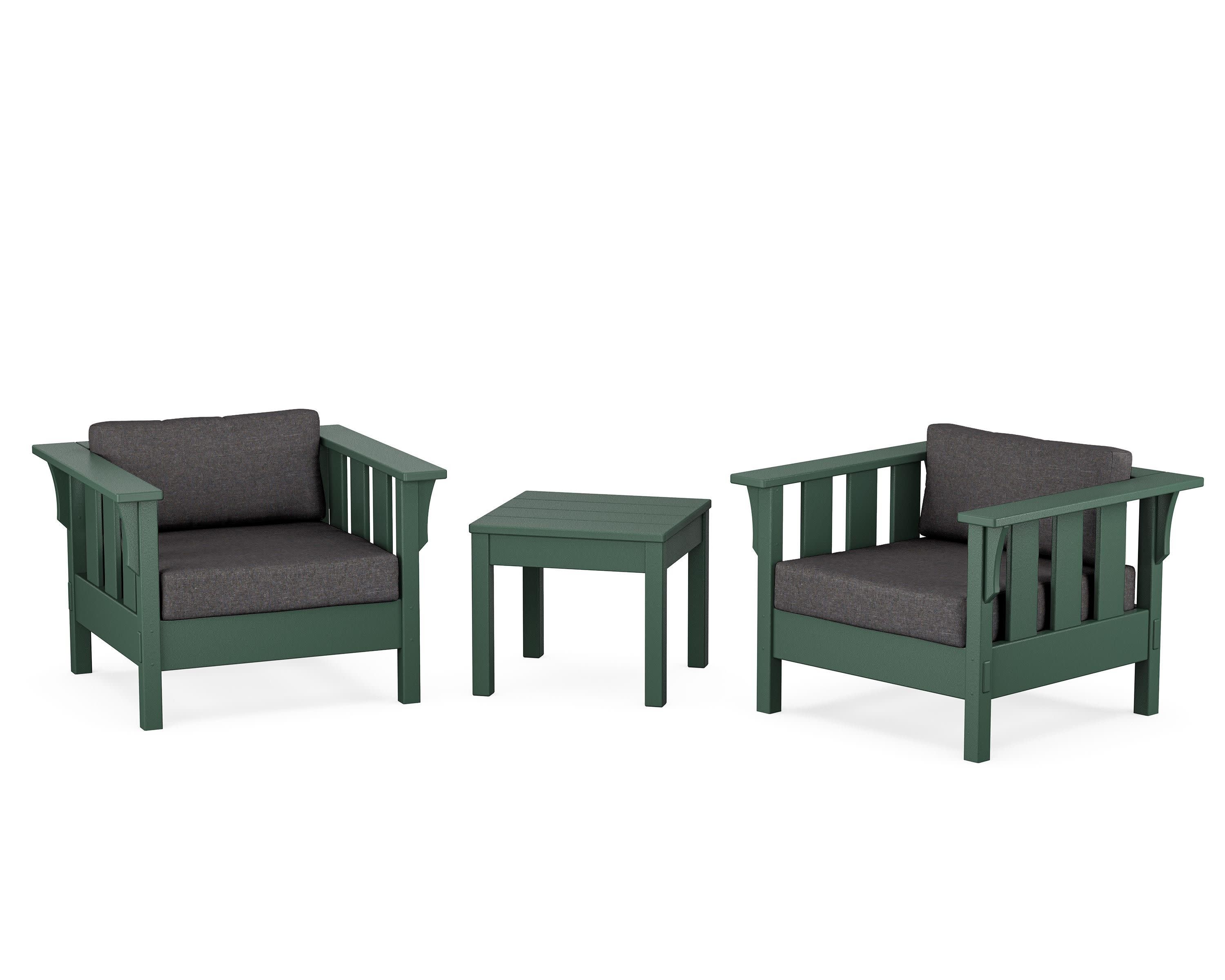 Acadia 3-Piece Deep Seating Set in Green / Ash Charcoal