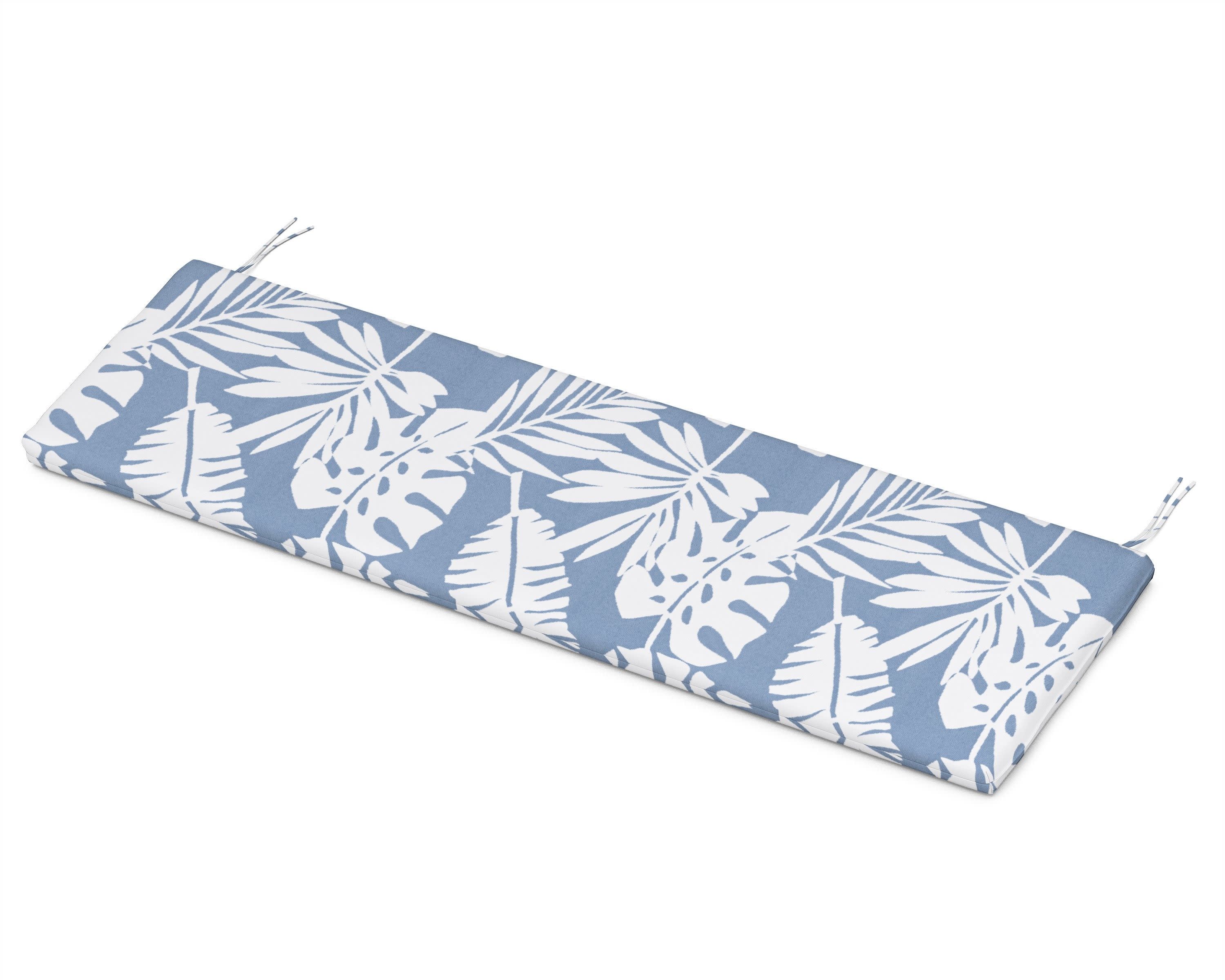 Bench Seat Cushion - 18.5"D x 55.5"W x 2.5"H in Leaf Sky Blue