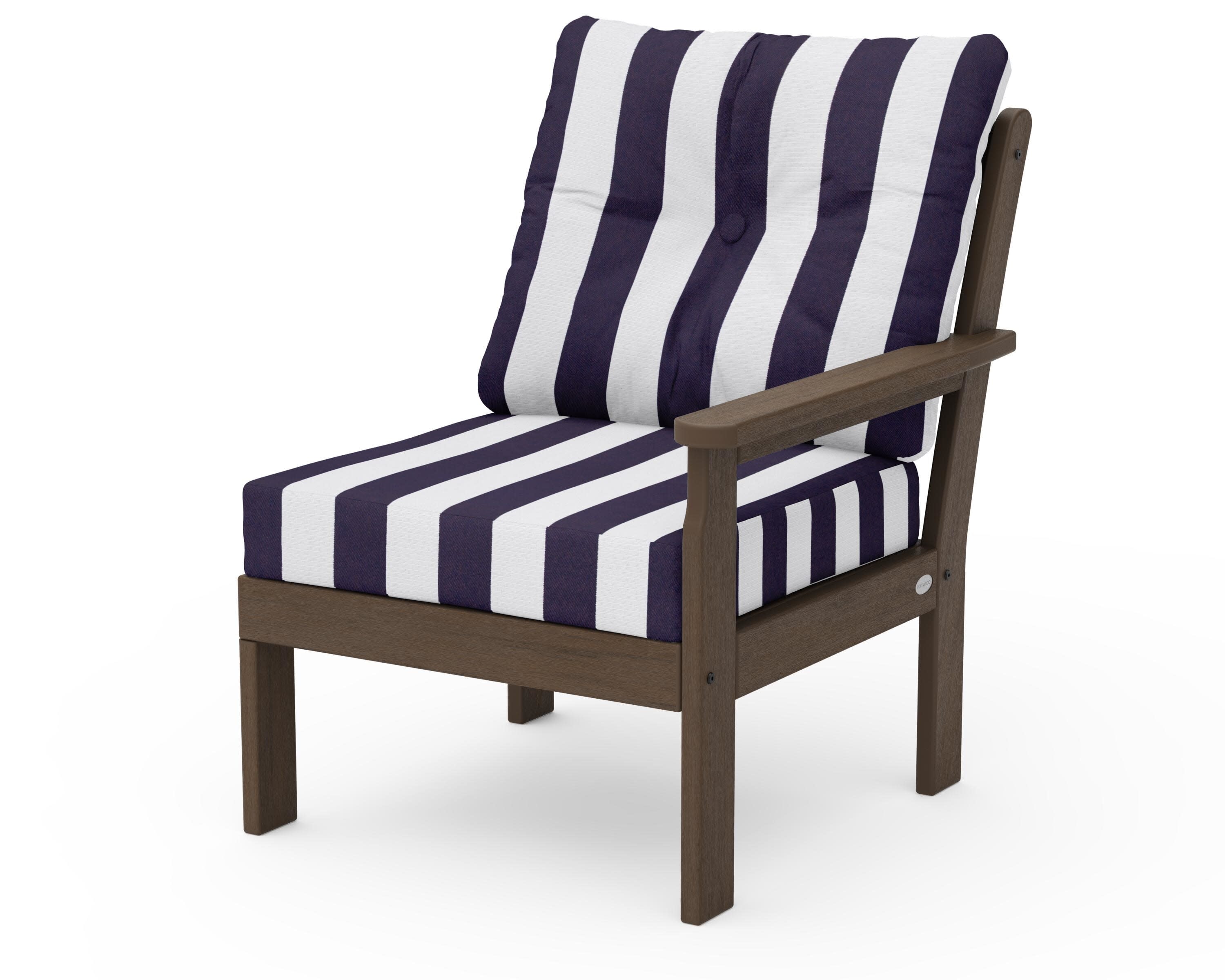 Vineyard Modular Right Arm Chair in Kona / Cabana Stripe Navy