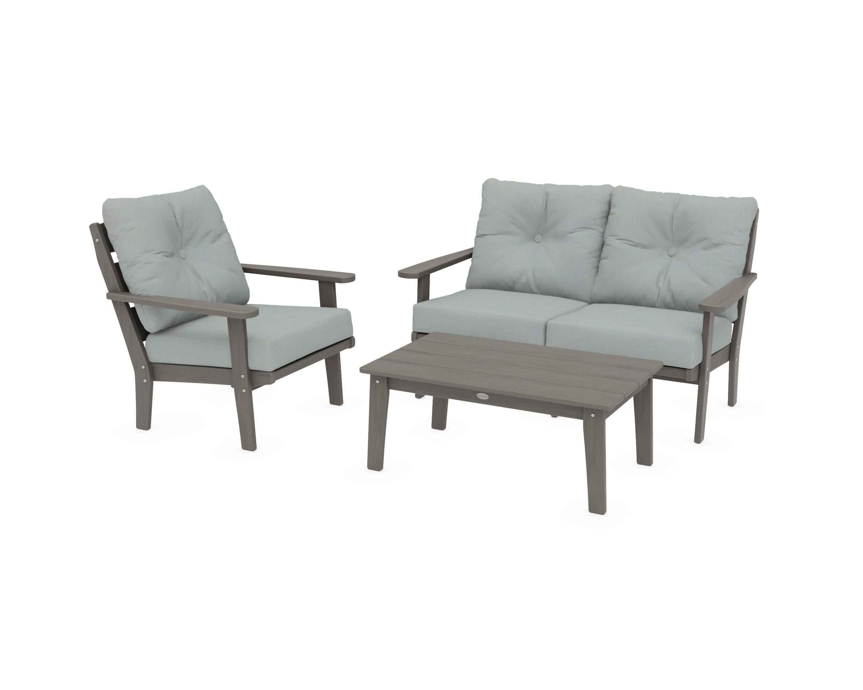 Lakeside 3-Piece Deep Seating Set in Driftwood / Spa