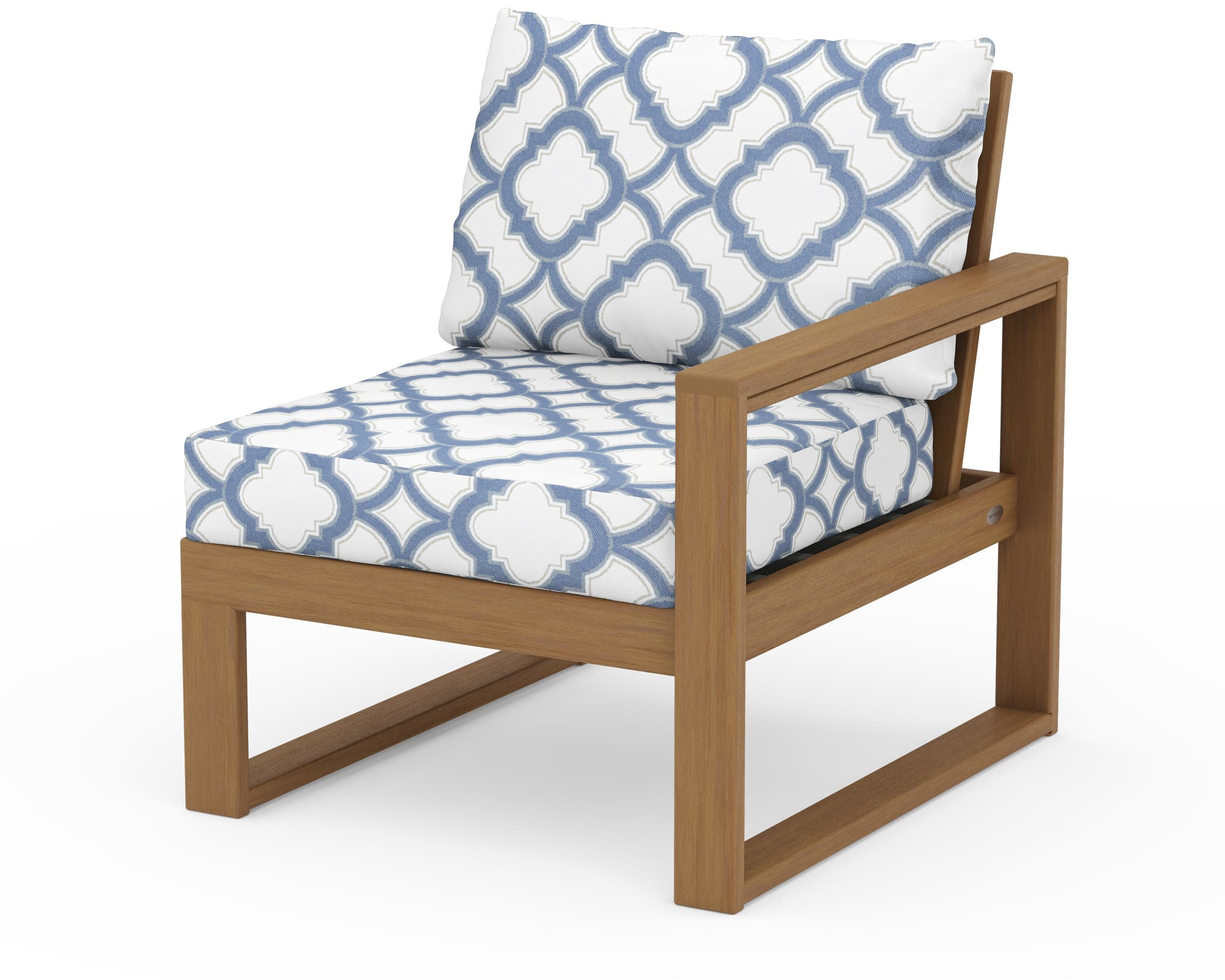 EDGE Modular Right Arm Chair in Natural / Trellis Sky Blue