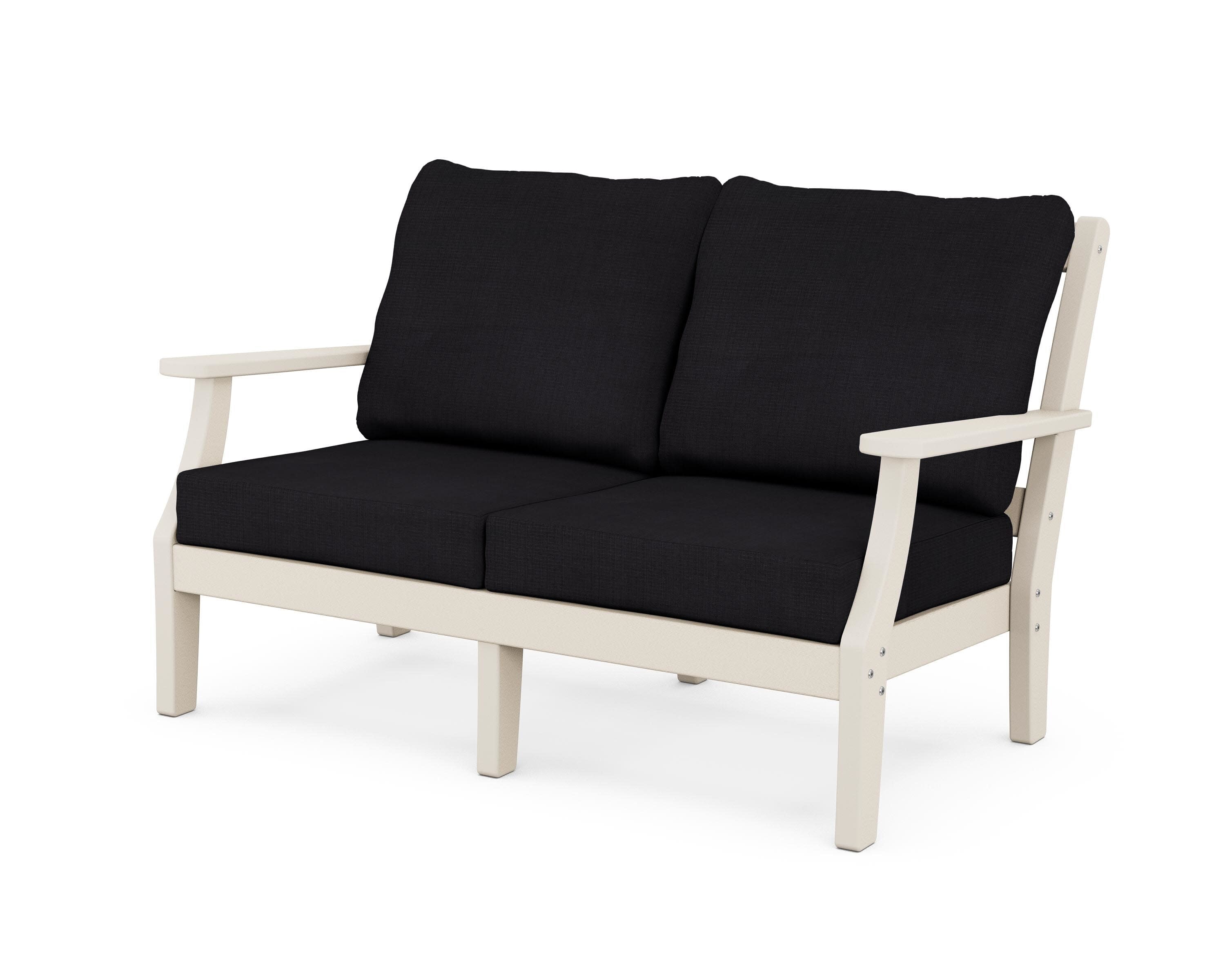 Chinoiserie Deep Seating Loveseat in Sand / Midnight Linen