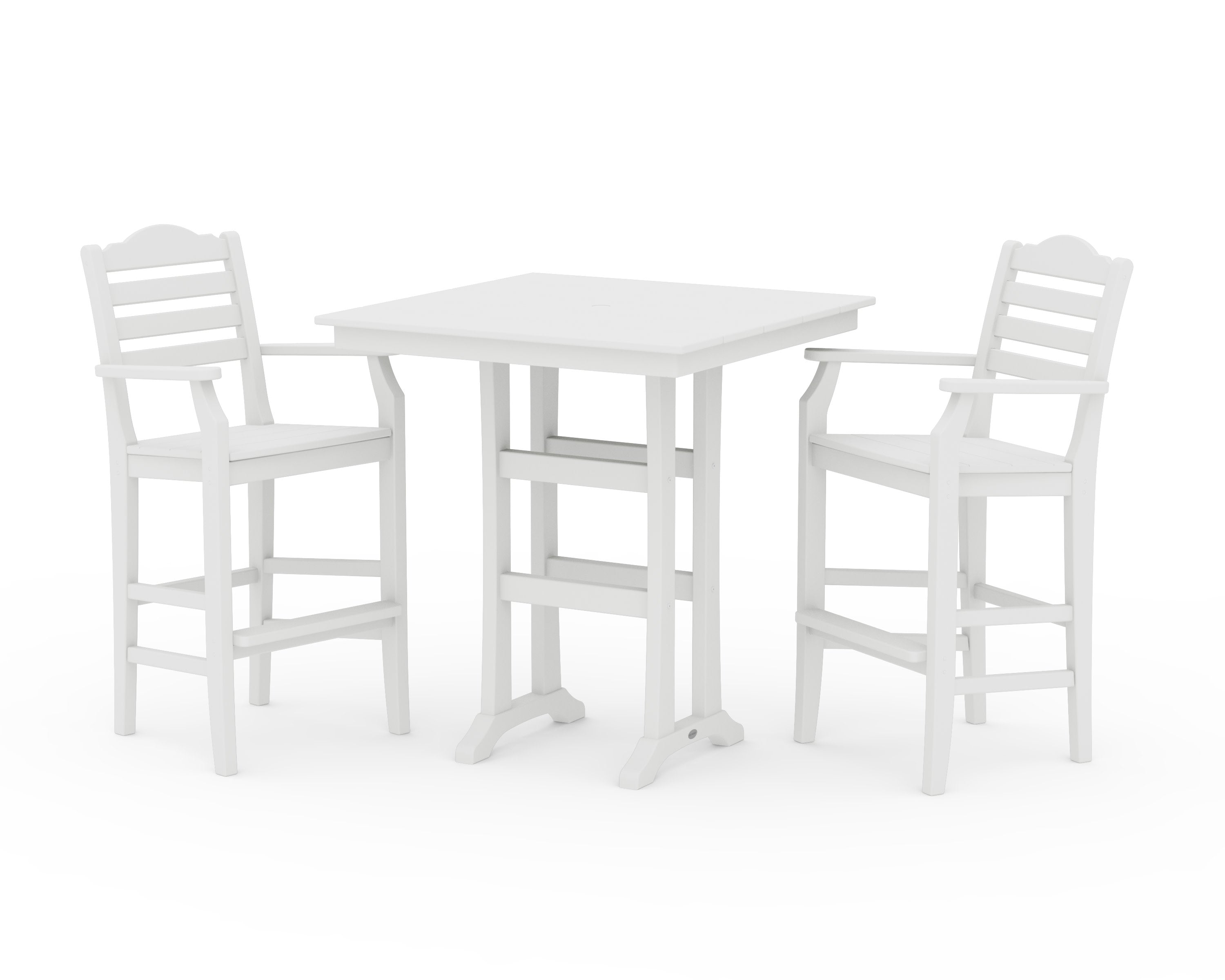 Savannah 3-Piece Farmhouse Bar Set with Trestle Legs in White
