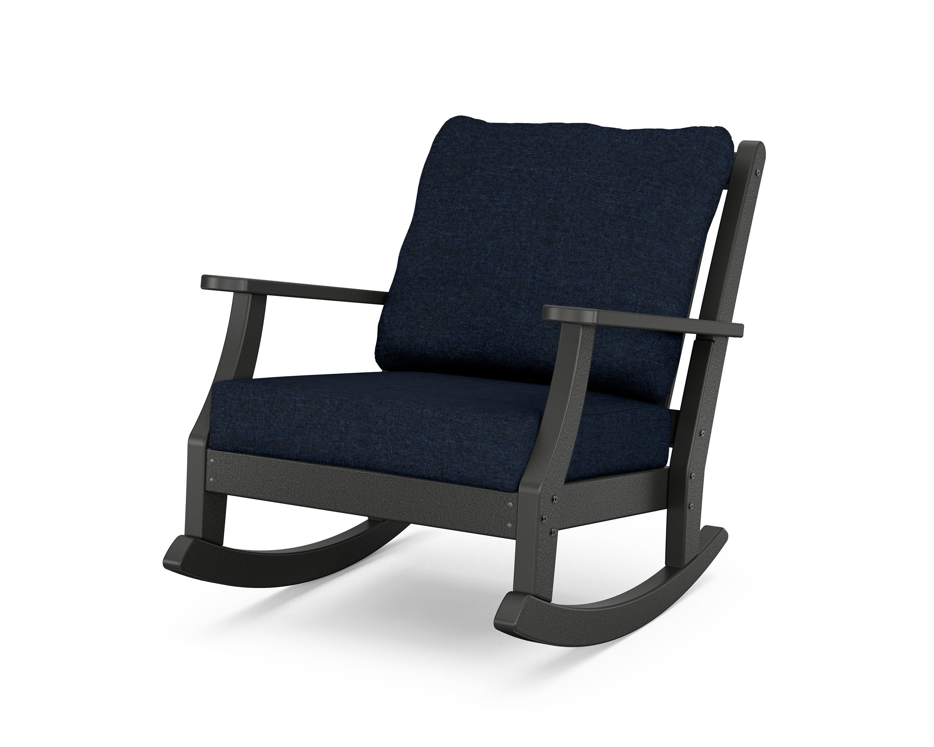 Wovendale Deep Seating Rocking Chair in Black / Marine Indigo