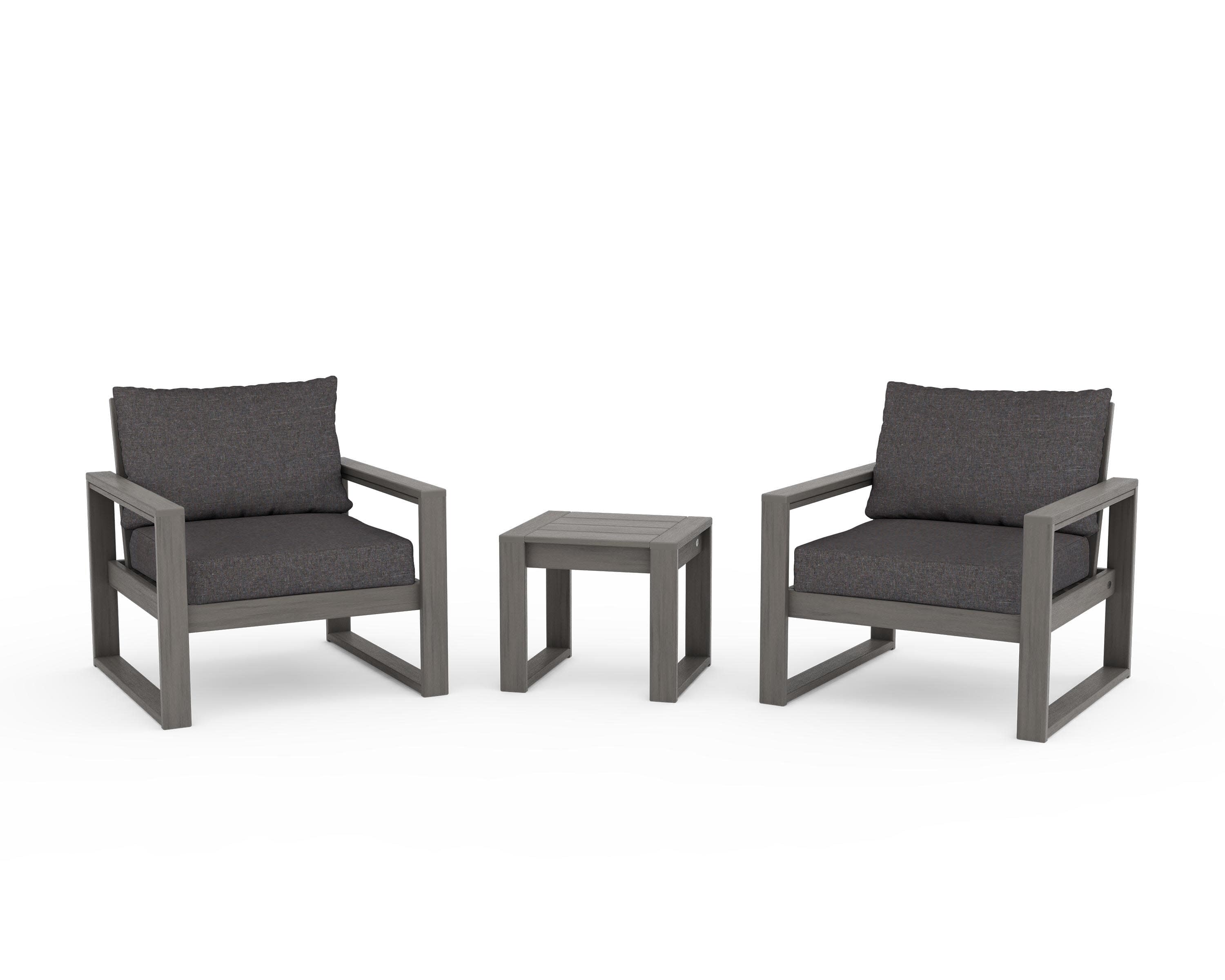 EDGE Sectional 3-Piece Deep Seating Set in Driftwood / Ash Charcoal