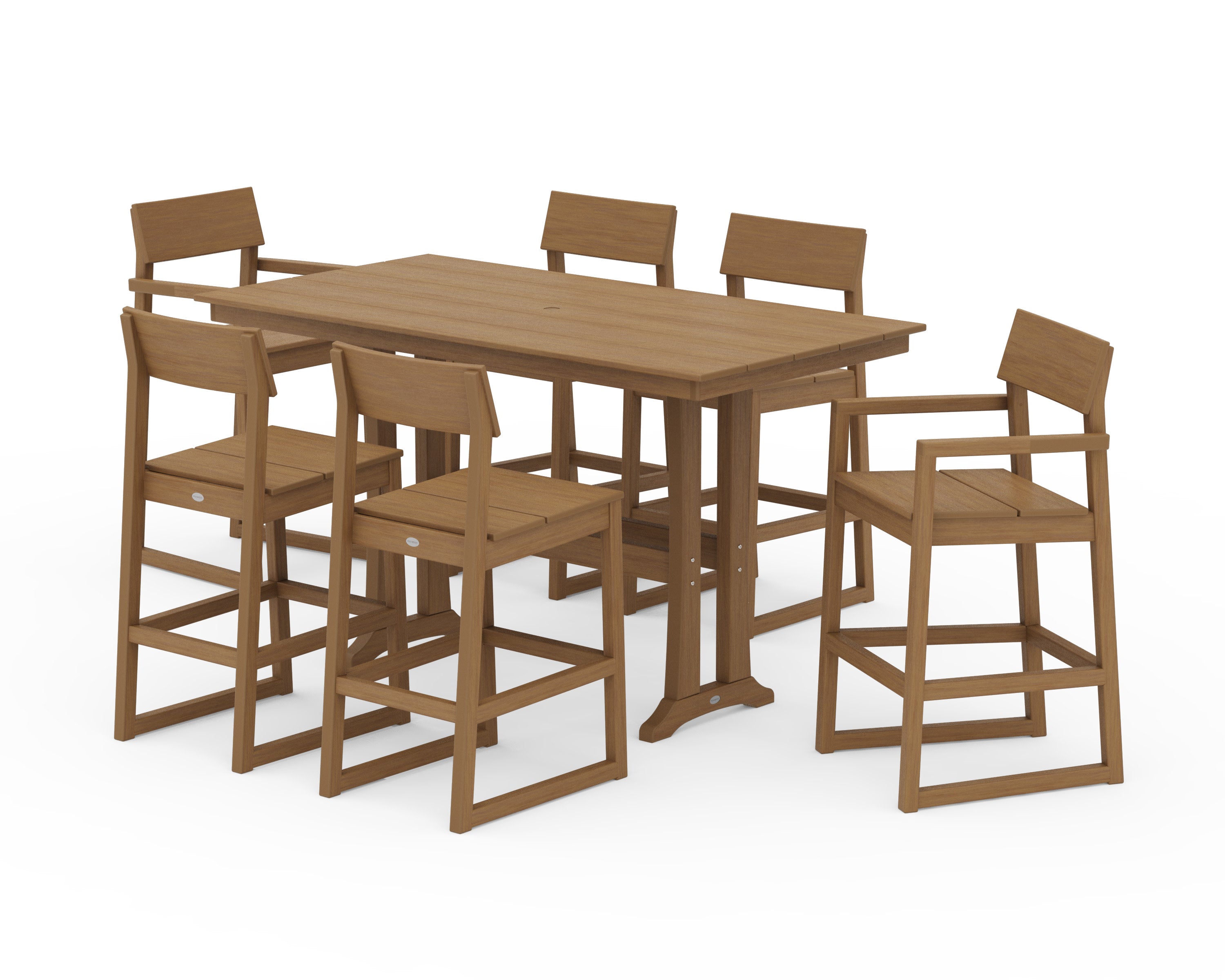 EDGE 7-Piece Farmhouse Bar Set with Trestle Legs in Natural