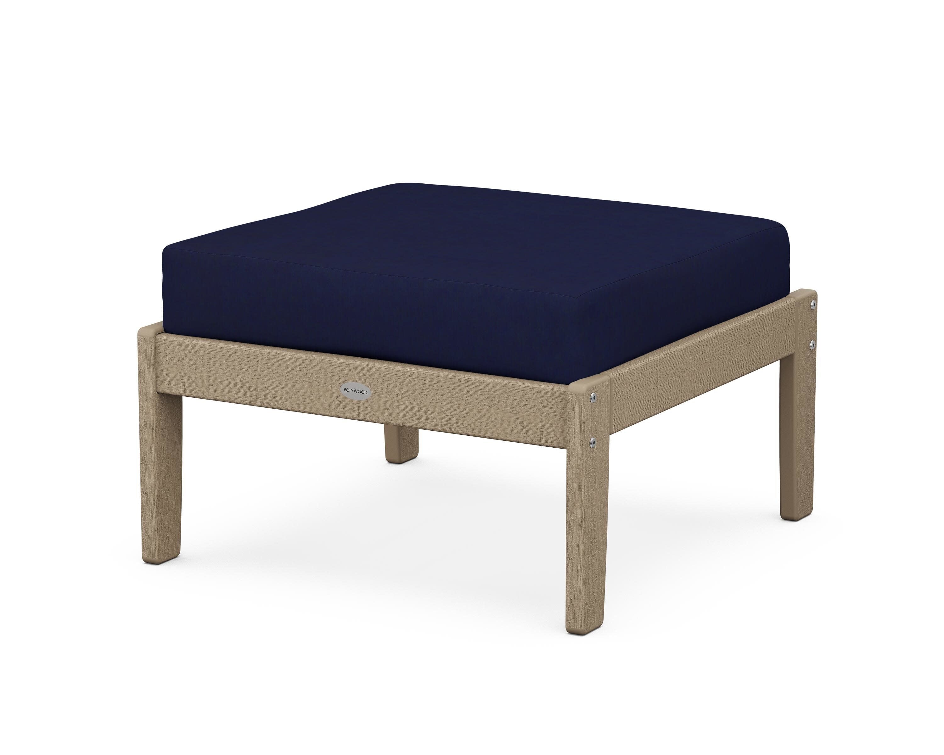 Braxton Deep Seating Ottoman in Vintage Sahara / Navy