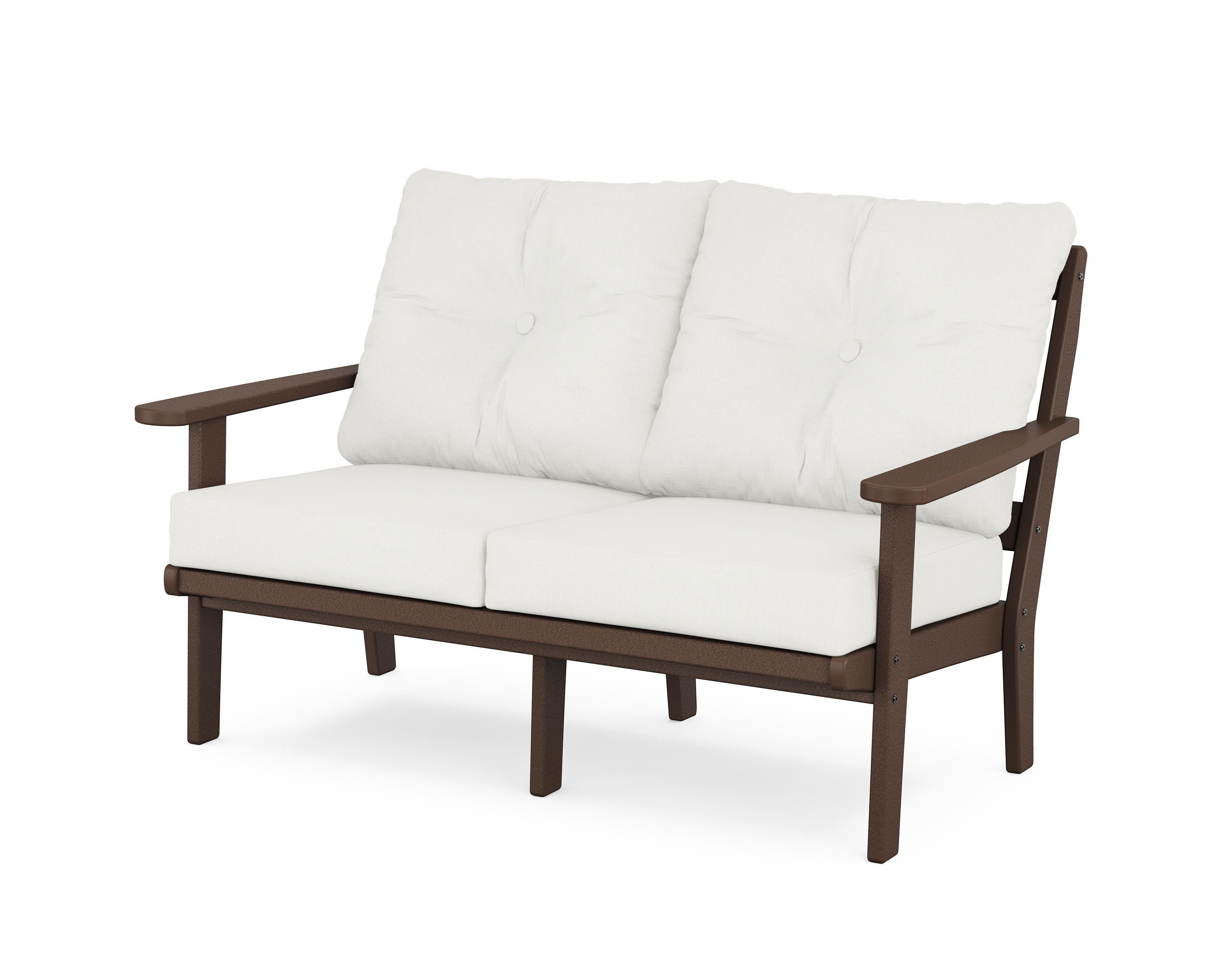 Mission Deep SeatingLoveseat in Mahogany / Natural Linen
