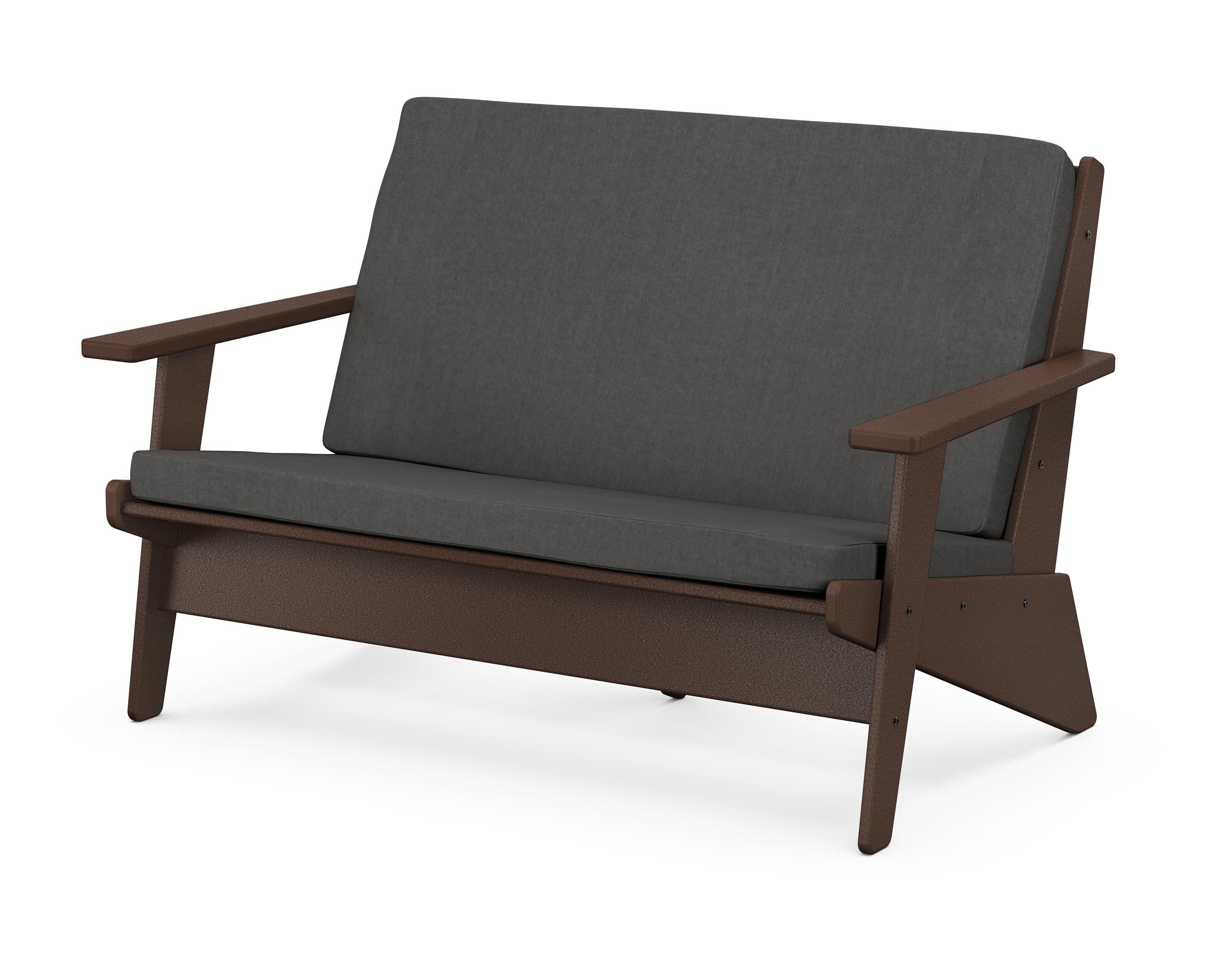 Riviera Modern Lounge Loveseat in Mahogany / Spectrum Carbon