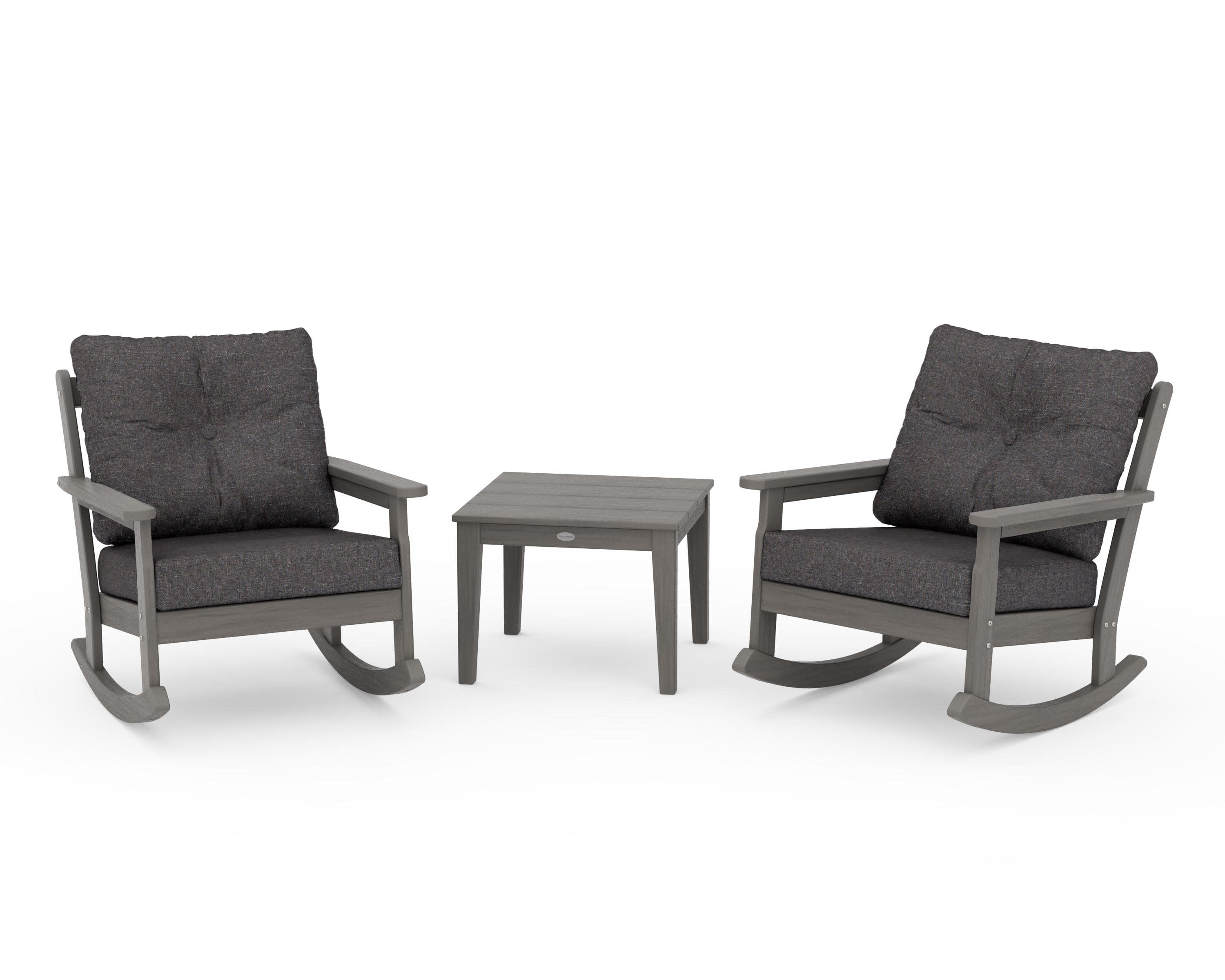 Vineyard 3-Piece Deep Seating Rocker Set in Driftwood / Ash Charcoal
