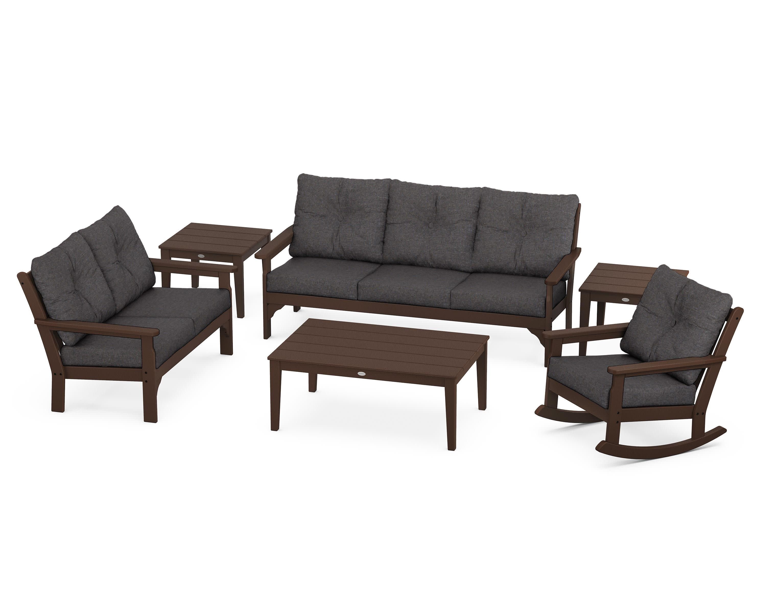 Vineyard 6-Piece Deep Seating Set in Mahogany / Ash Charcoal