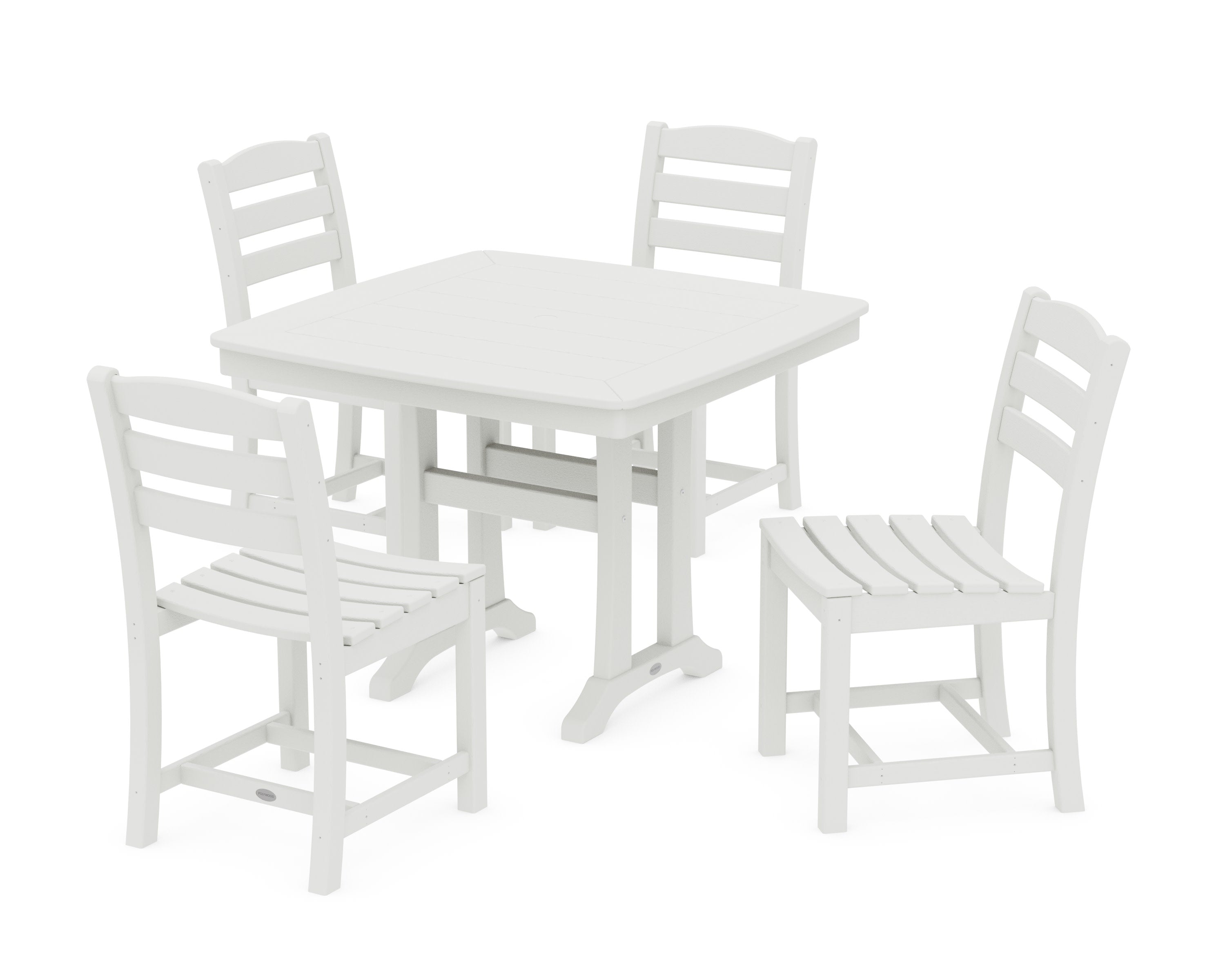 La Casa Caf Side Chair 5-Piece Dining Set with Trestle Legs in Vintage White