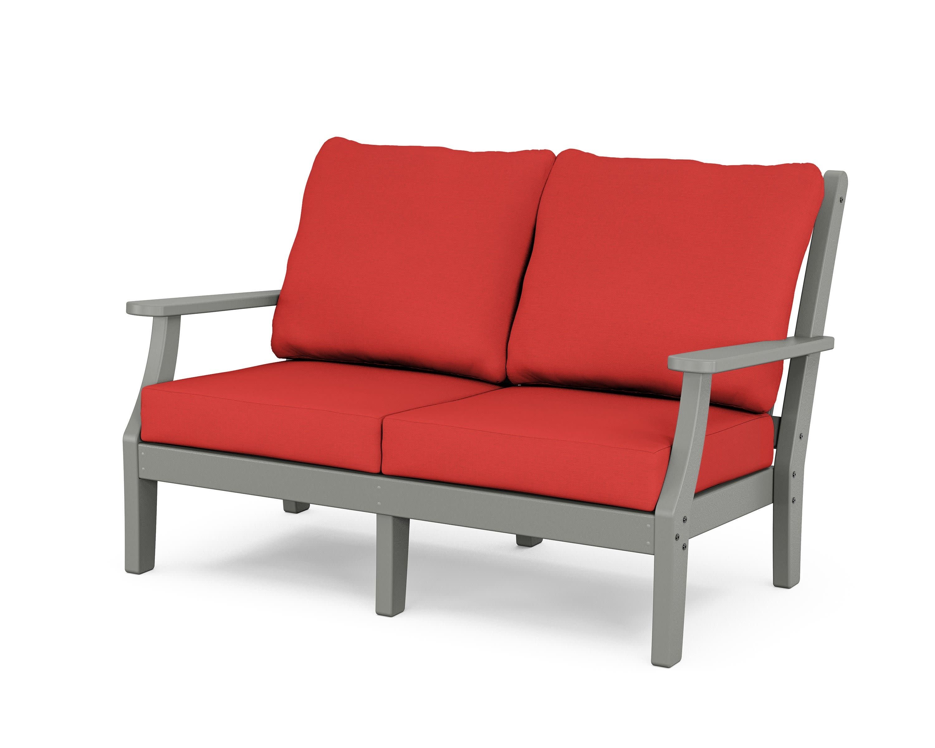 Wovendale Deep Seating Loveseat in Slate Grey / Crimson Linen