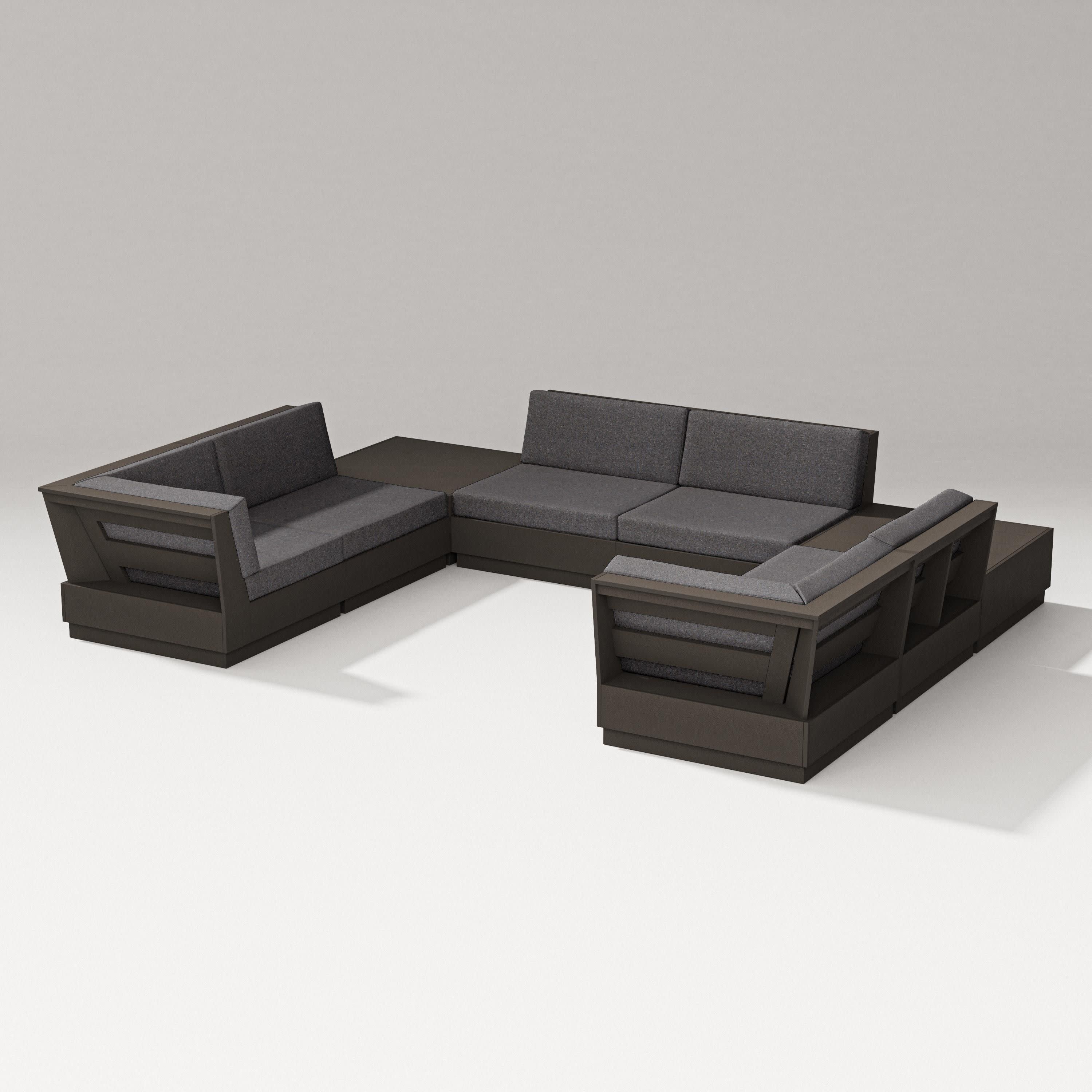 Elevate 8-Piece U-Shaped Sectional in Vintage Coffee / Ash Charcoal