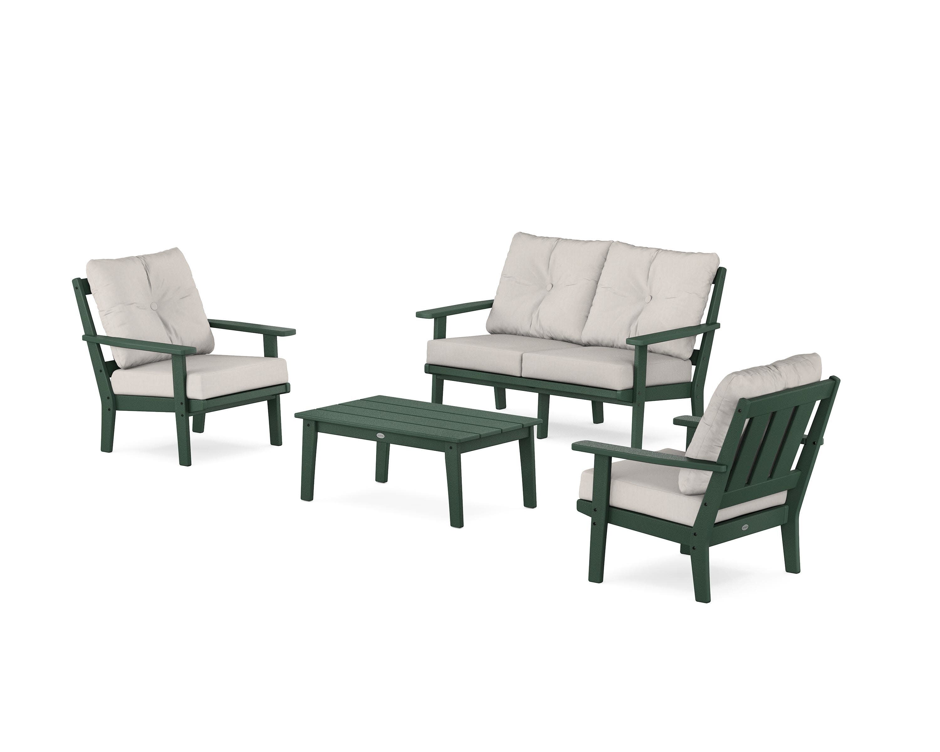 Oxford 4-Piece Deep Seating Set with Loveseat in Green / Cast Ash
