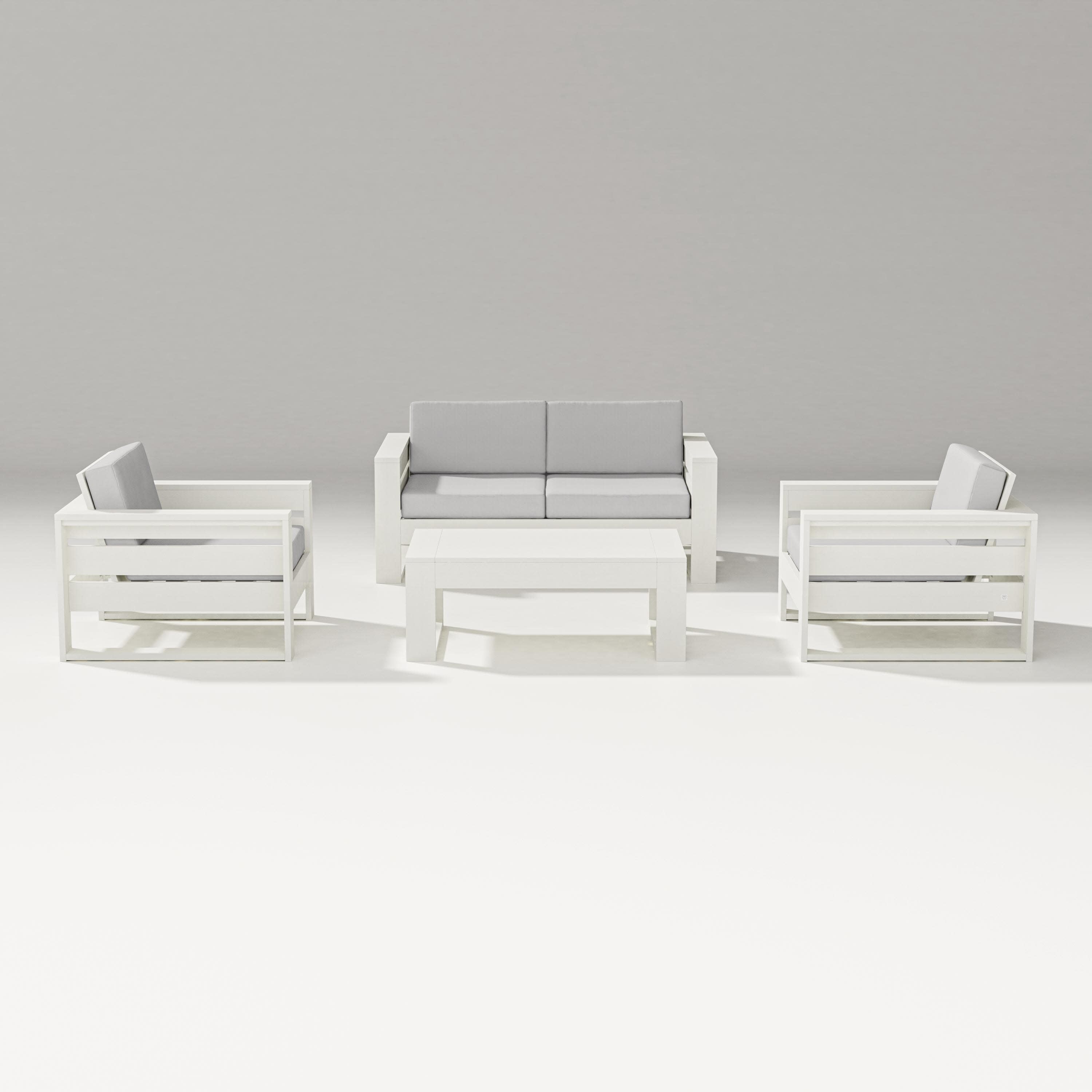 Latitude 4-Piece Lounge Loveseat Set in Vintage White / Diamond in the Rough