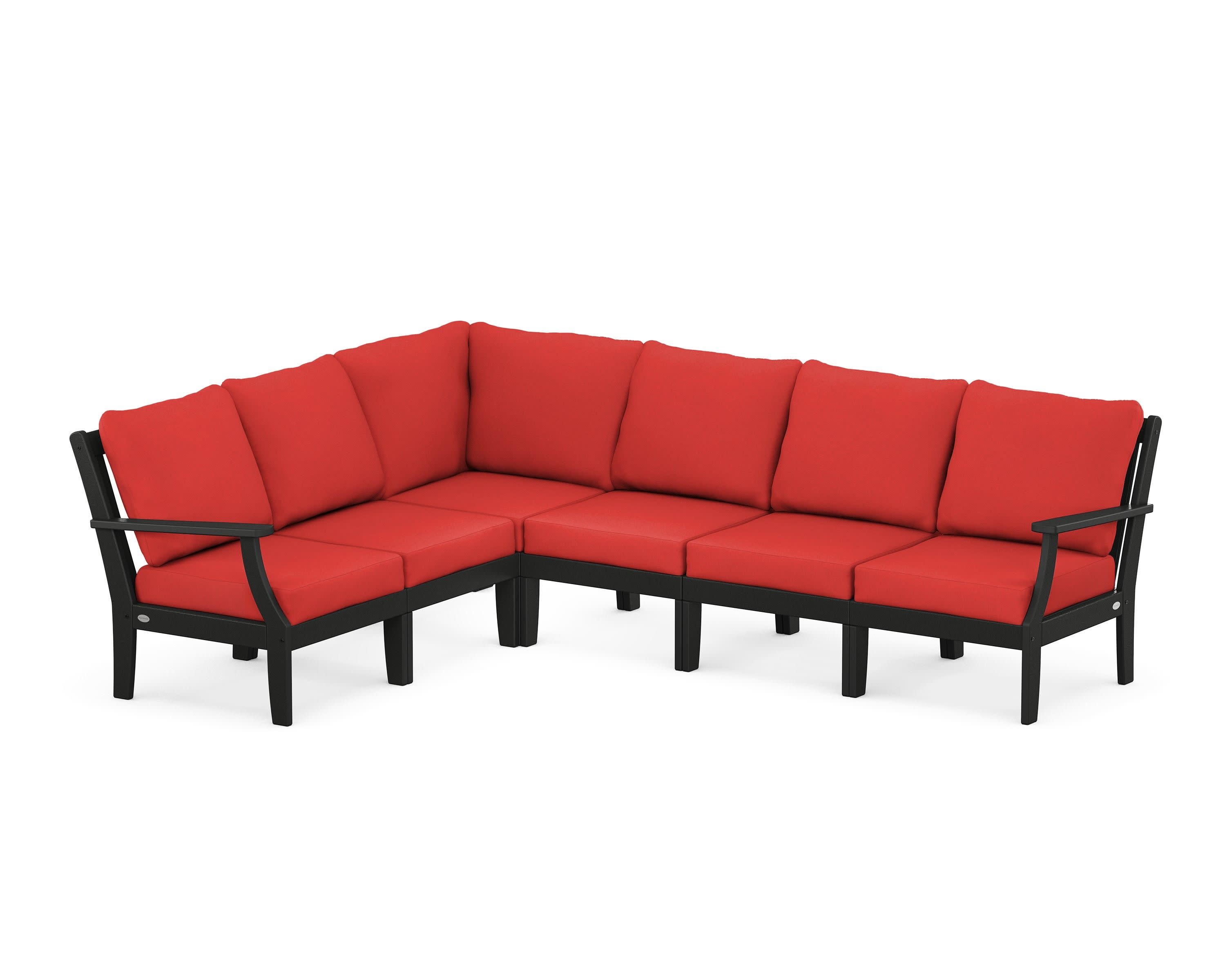 Braxton Modular 6-Piece Deep Seating Set in Black / Crimson Linen