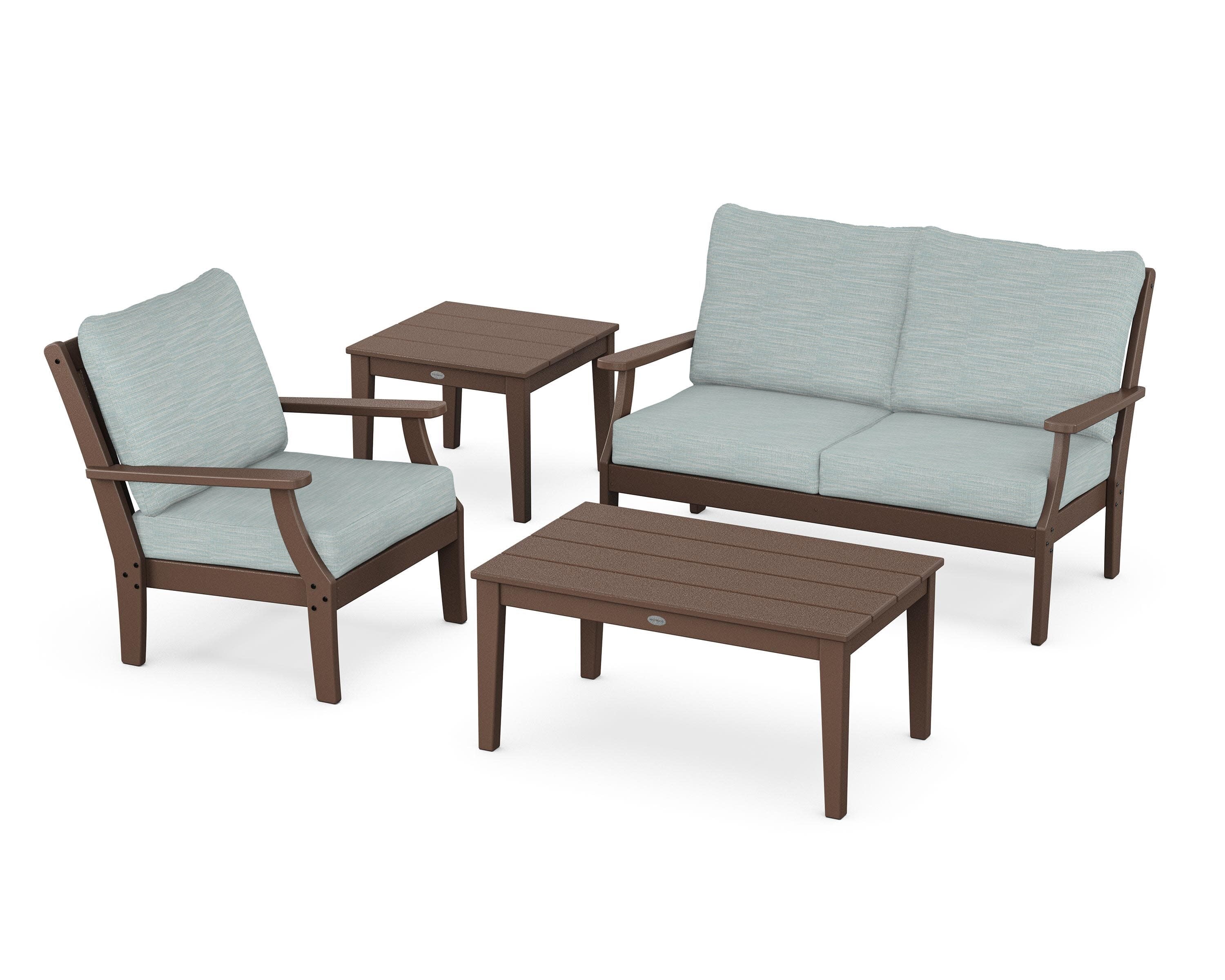 Braxton 4-Piece Deep Seating Set in Mahogany / Soothe Mist