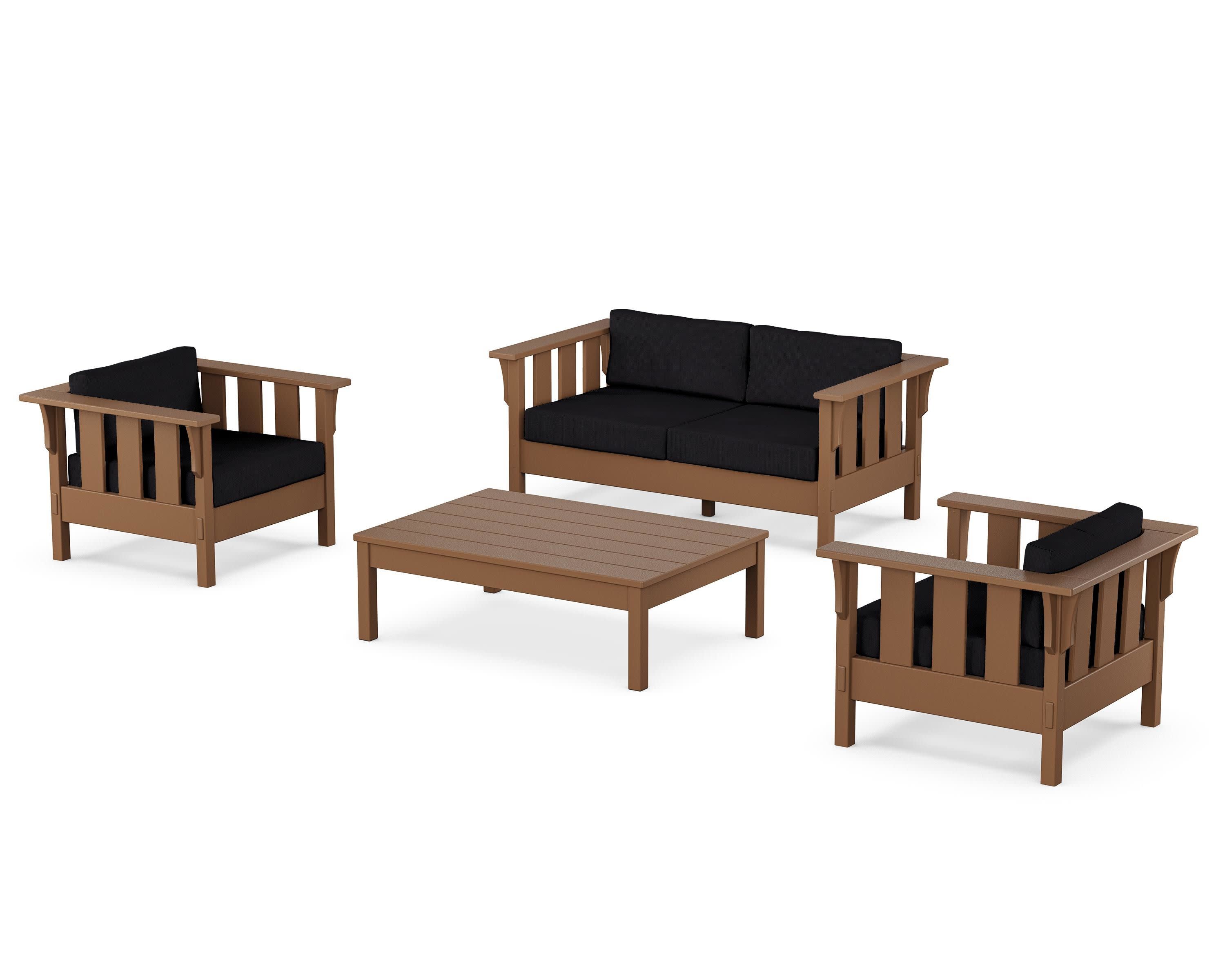Acadia 4-Piece Deep Seating Set with Loveseat in Teak / Midnight Linen