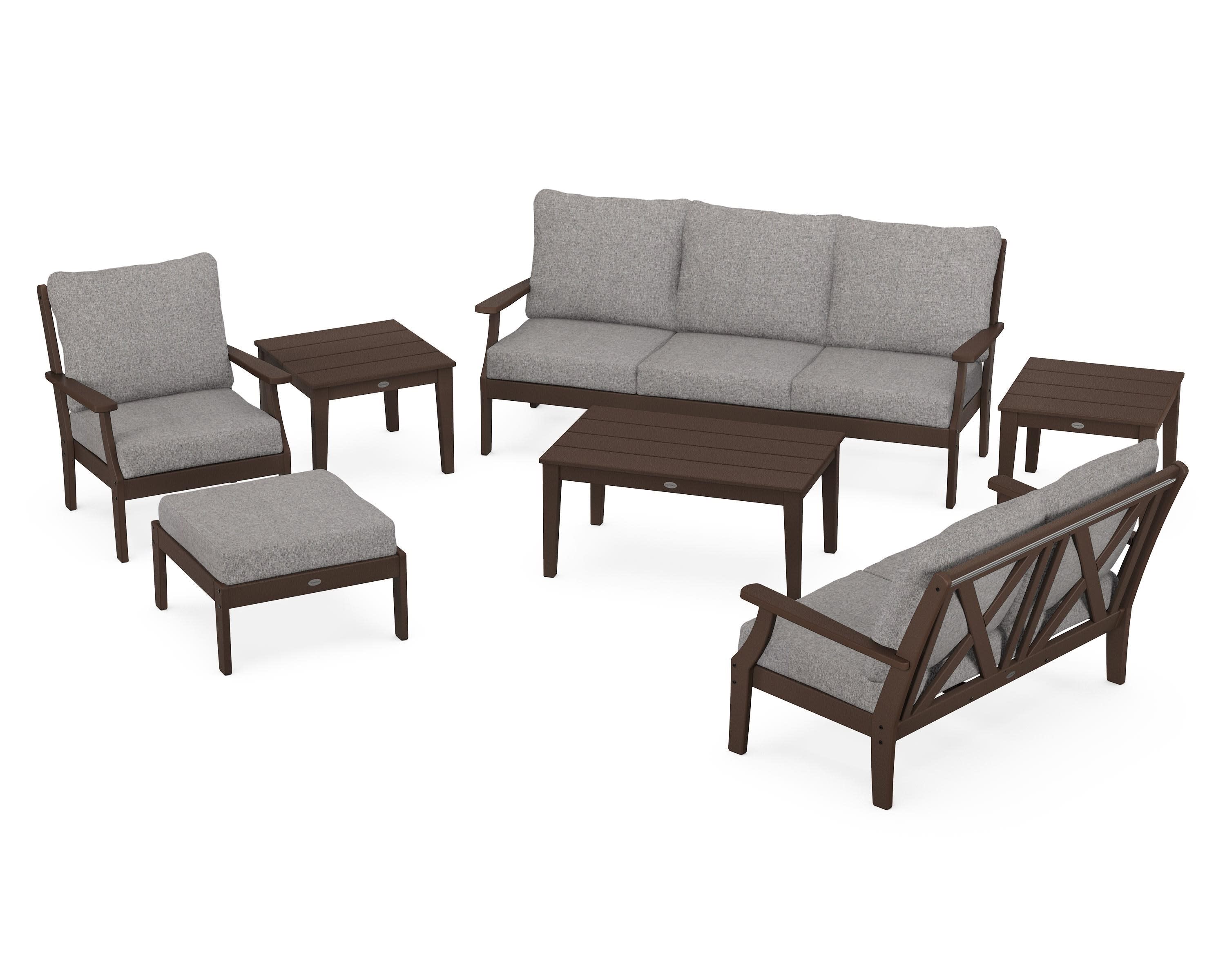 Braxton 7-Piece Deep Seating Set in Mahogany / Grey Mist