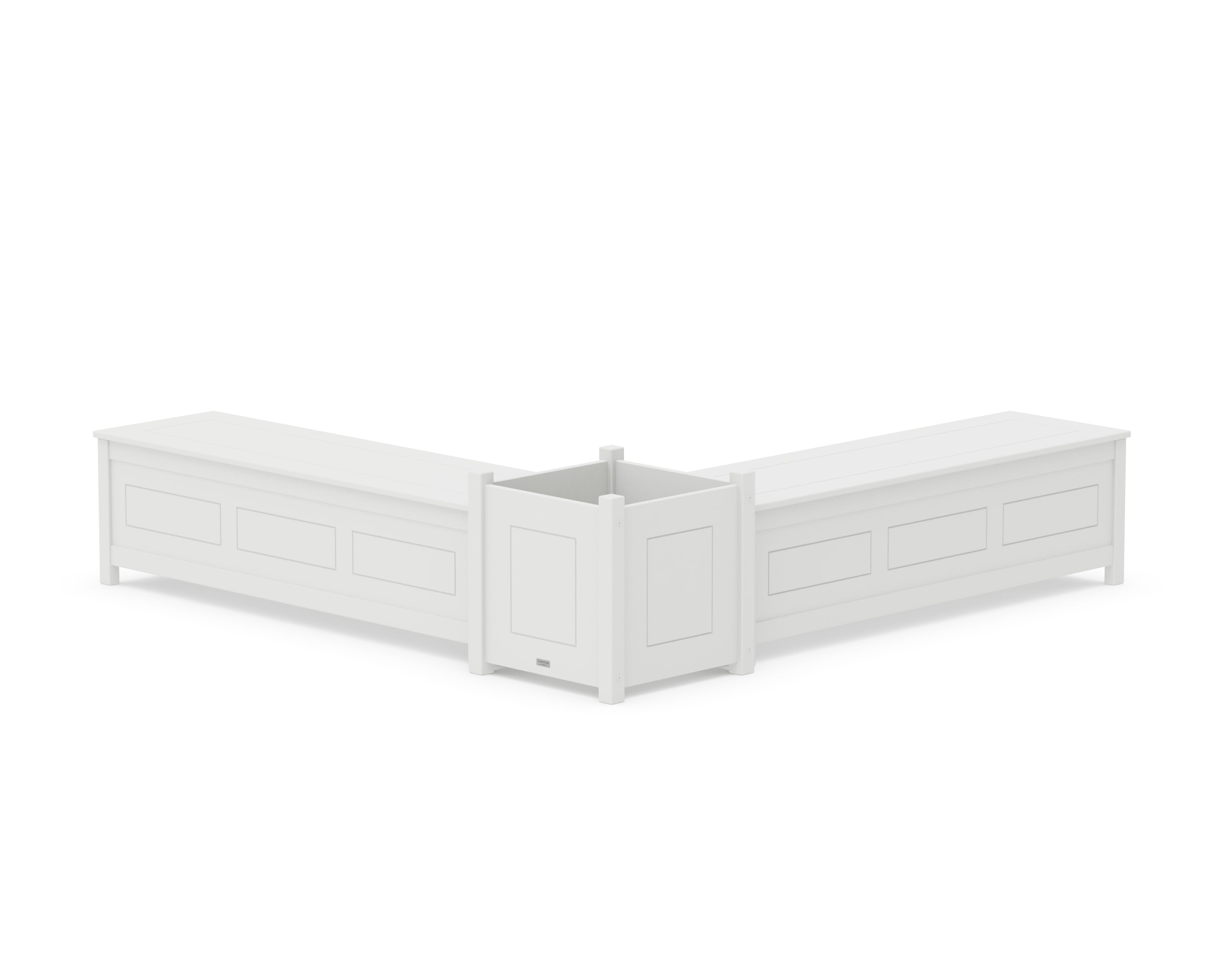 60" Country Living L- Shaped Planter Storage Bench Set- Large in White