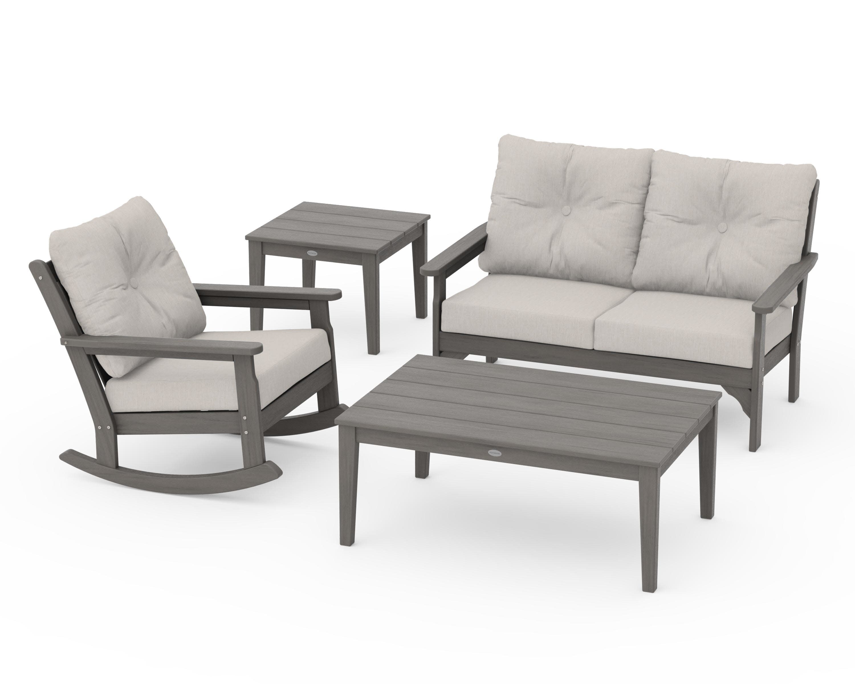 Vineyard 4-Piece Deep Seating Rocker Set in Driftwood / Cast Ash