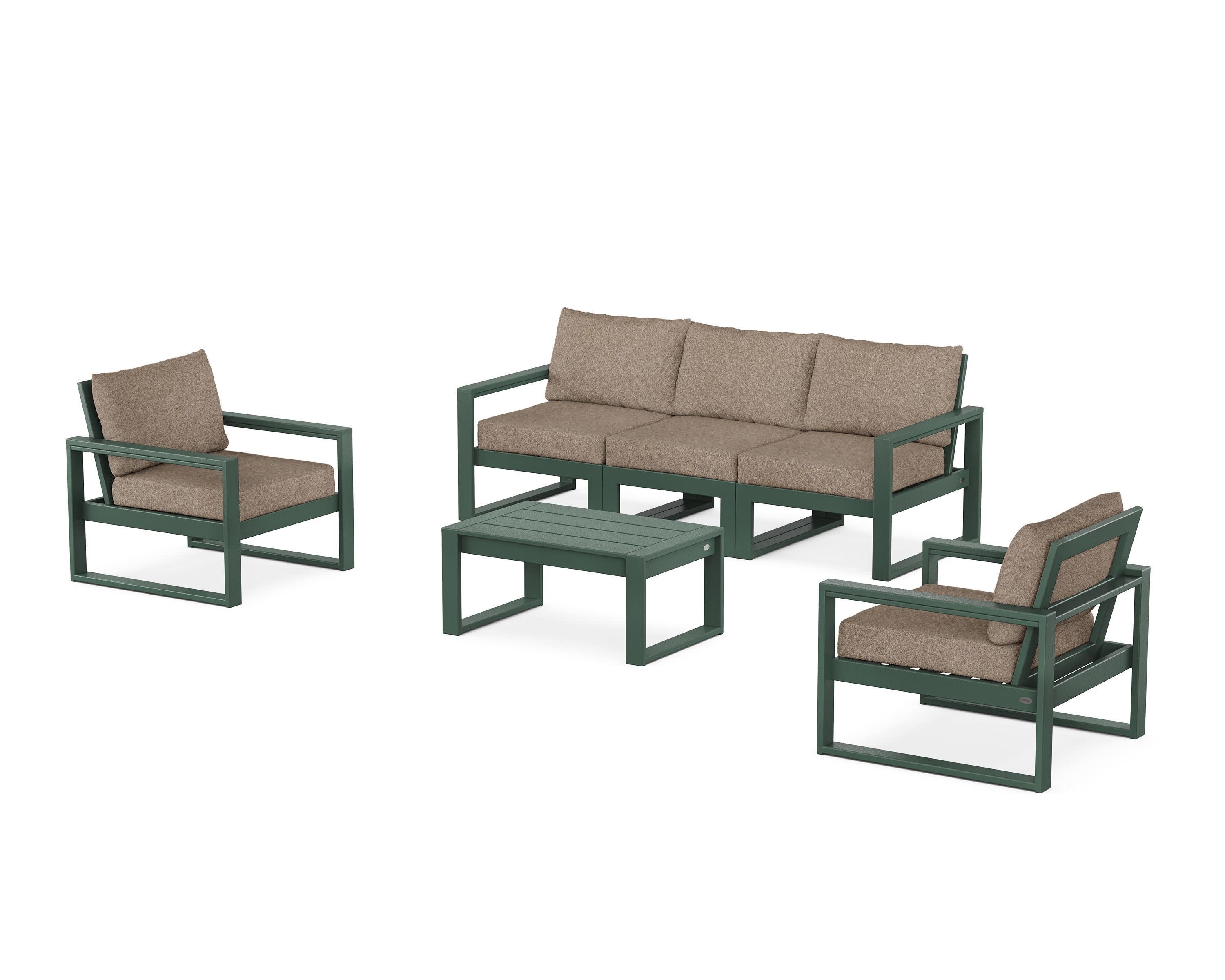 EDGE Sectional 4-Piece Deep Seating Set with Sofa in Green / Spiced Burlap