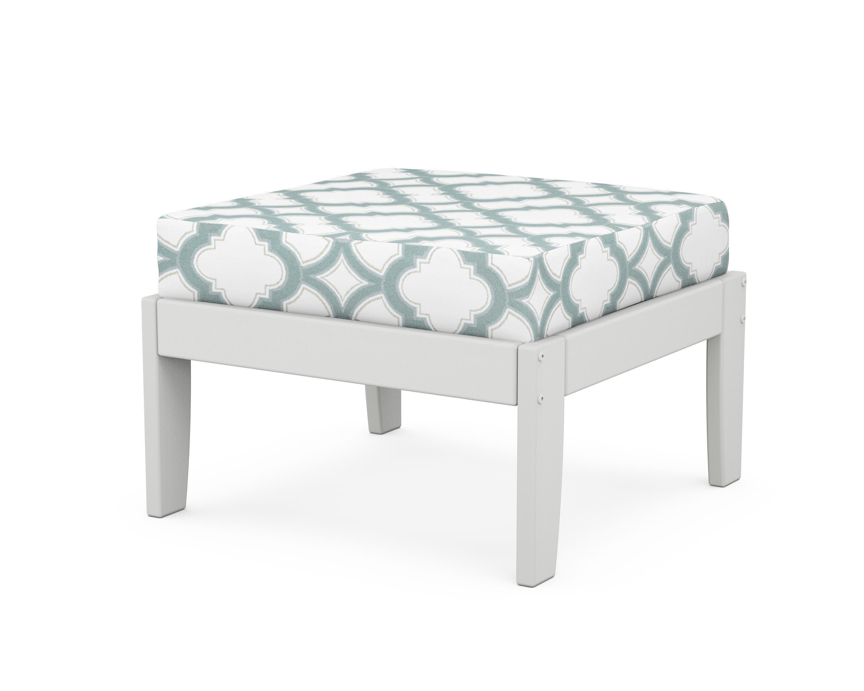 Modular Ottoman - Classic in White / Trellis Glacier Spa