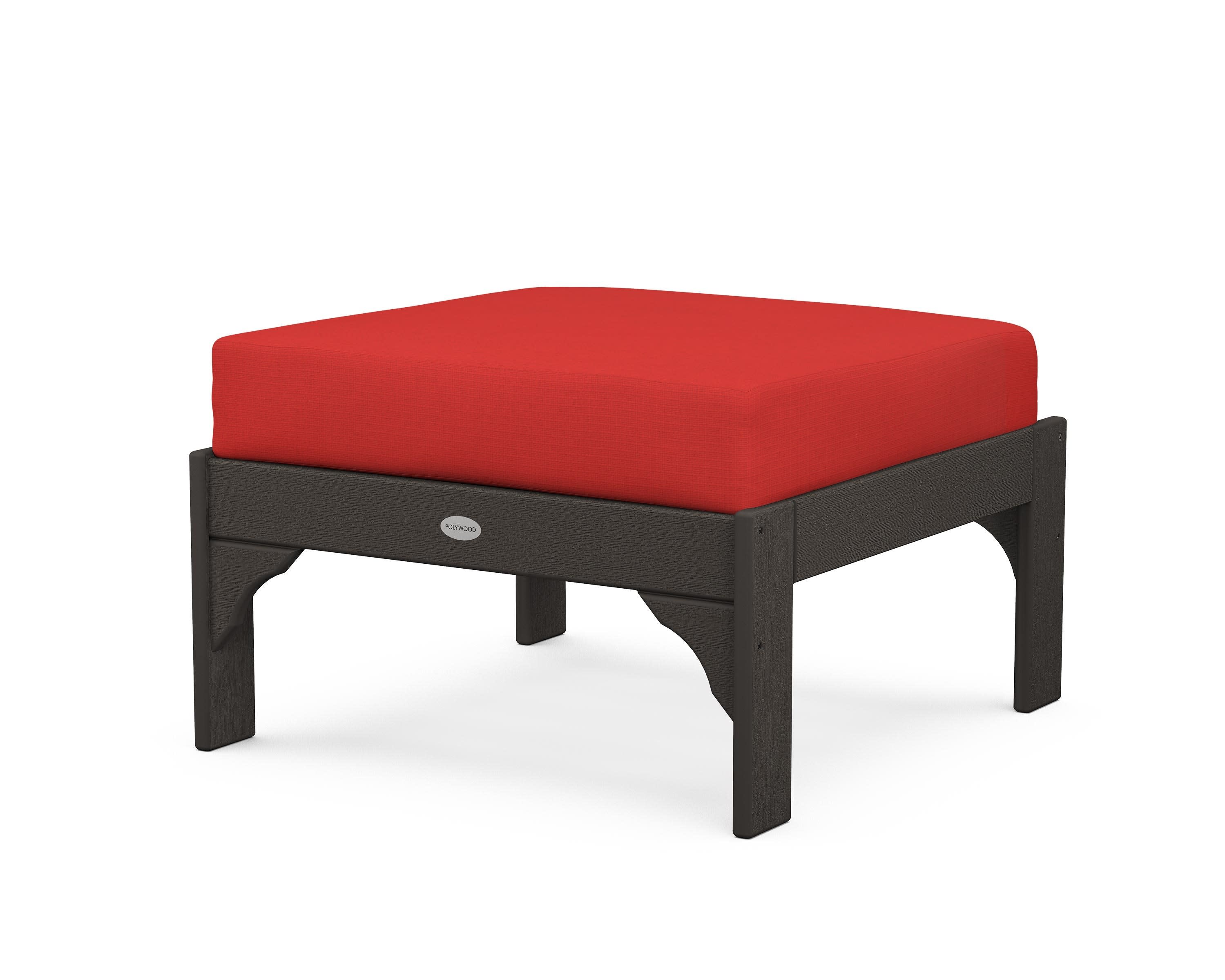 Vineyard Deep Seating Ottoman in Vintage Coffee / Crimson Linen