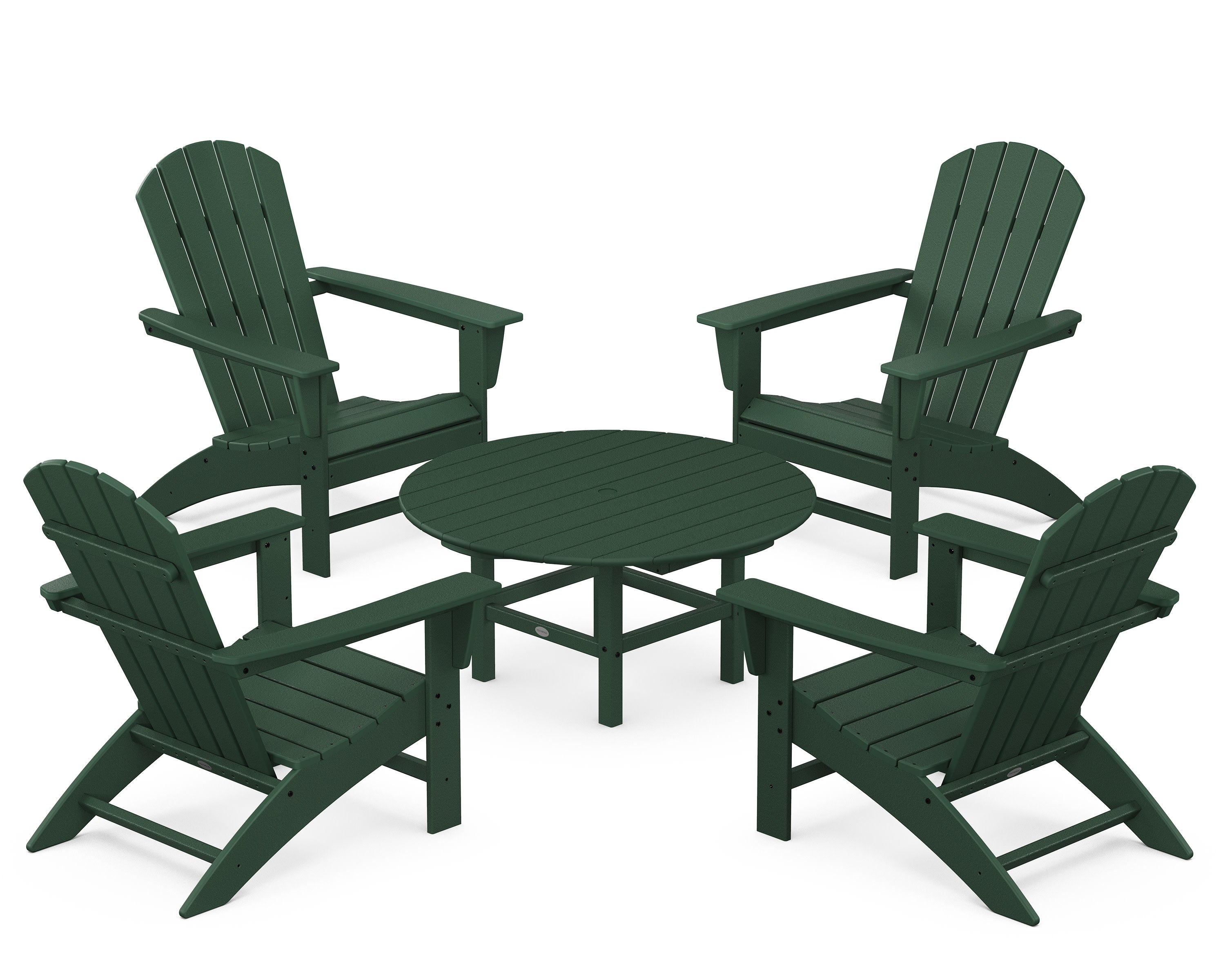 Nautical 5-Piece Adirondack Chair Conversation Set in Green