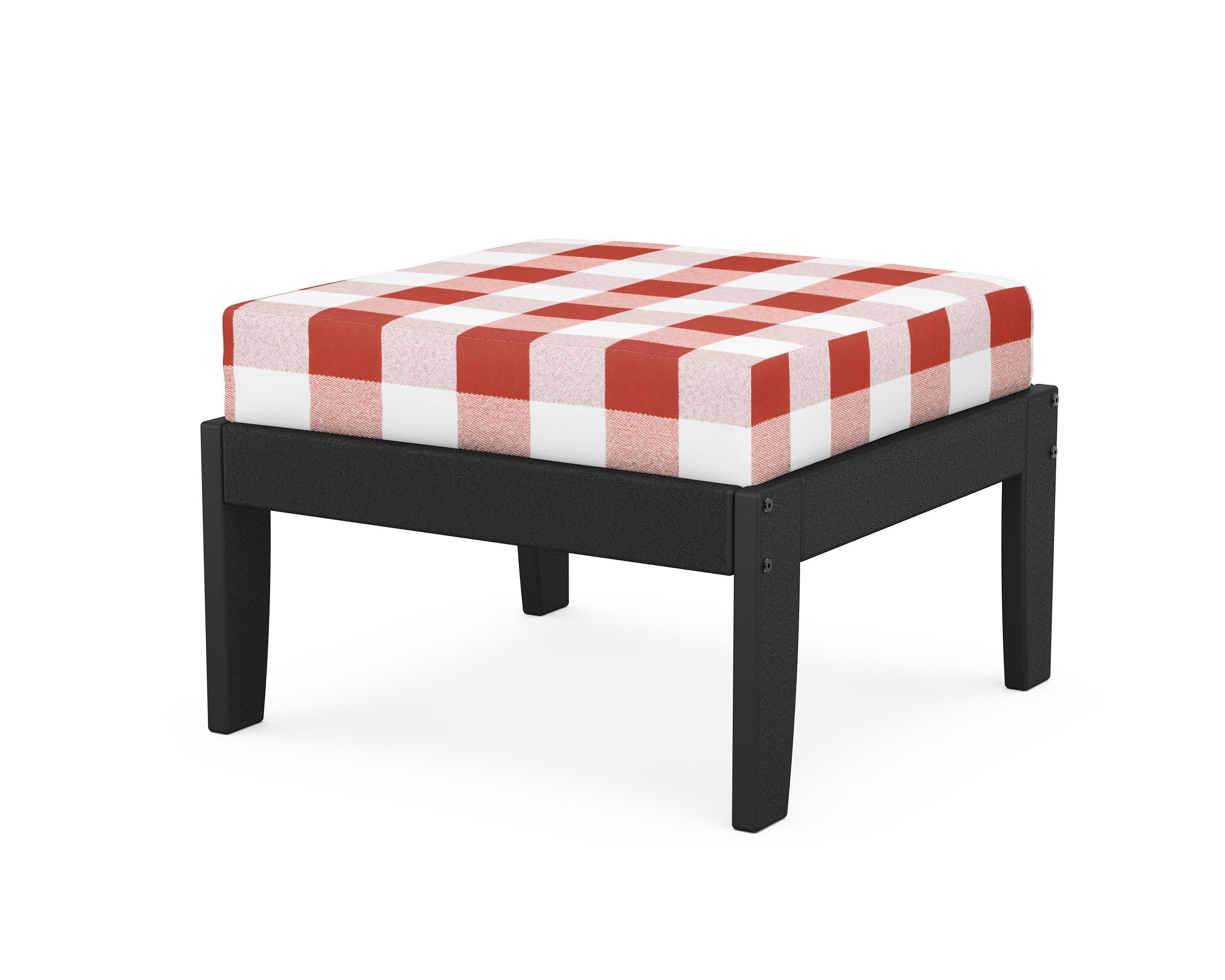 Modular Ottoman - Classic in Black / Buffalo Plaid Crimson